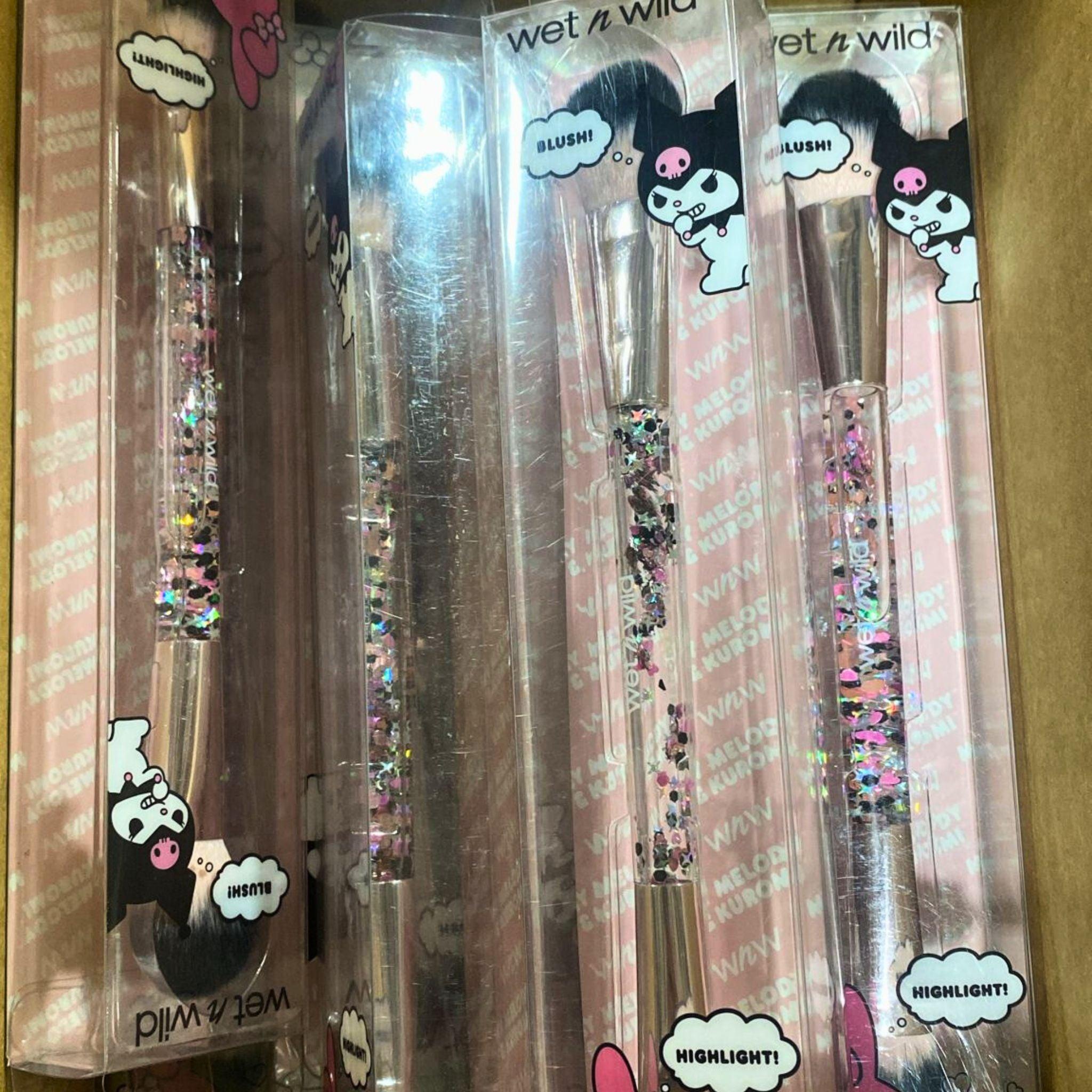 My Melody & Kuromi x Wet n Wild Blush & Highlighter Brush Set - 14 Piece Makeup Brush Collection for Cheeks & Contouring | Perfect for Anime Lovers & Professional Makeup Artists