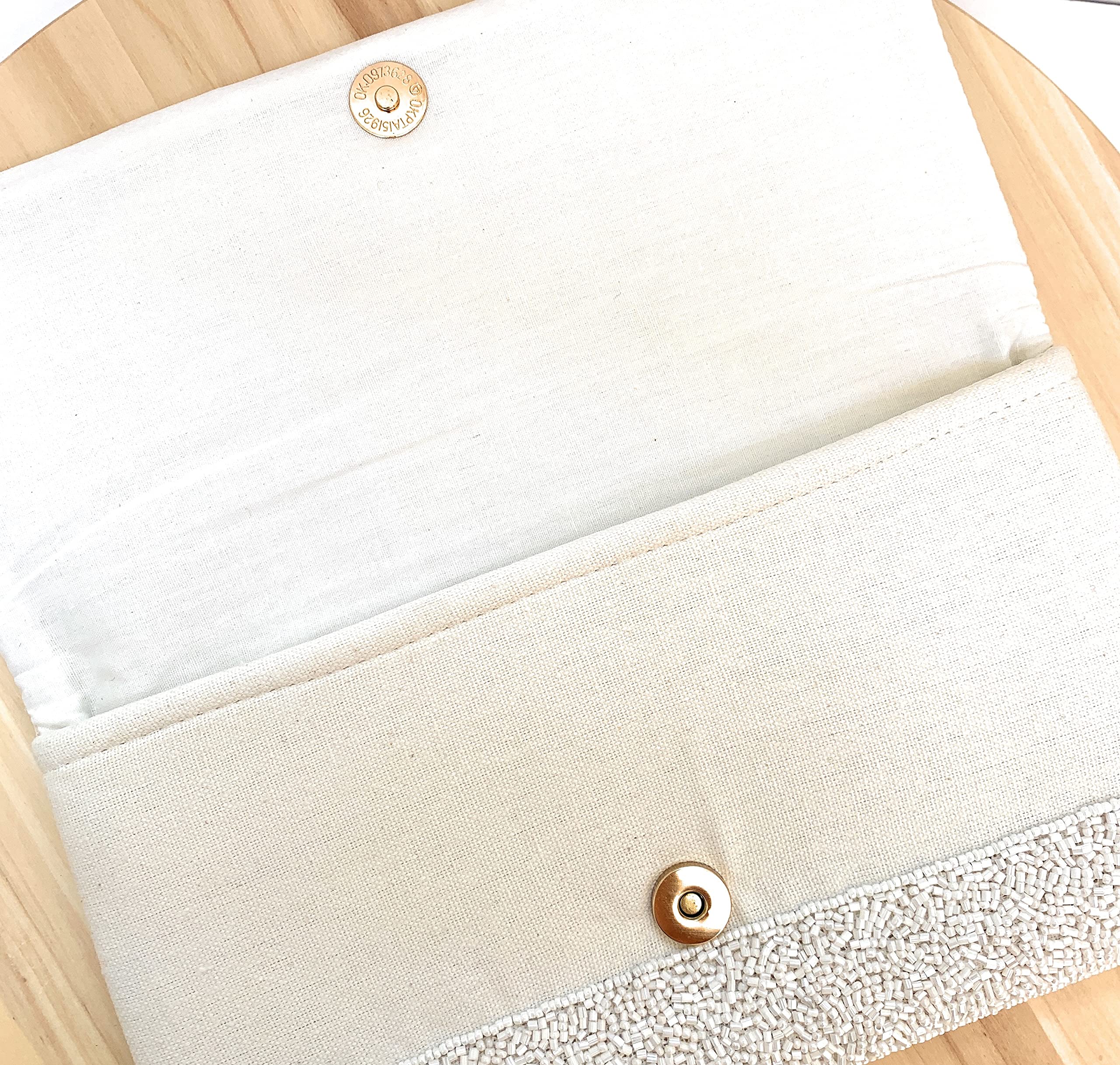 Elegant White Seed Beaded Bridal Clutch Purse - Perfect Wedding Gift for Bride, Bridesmaids & Mother of the Bride - Ideal for Ceremony, Reception & Special Occasions
