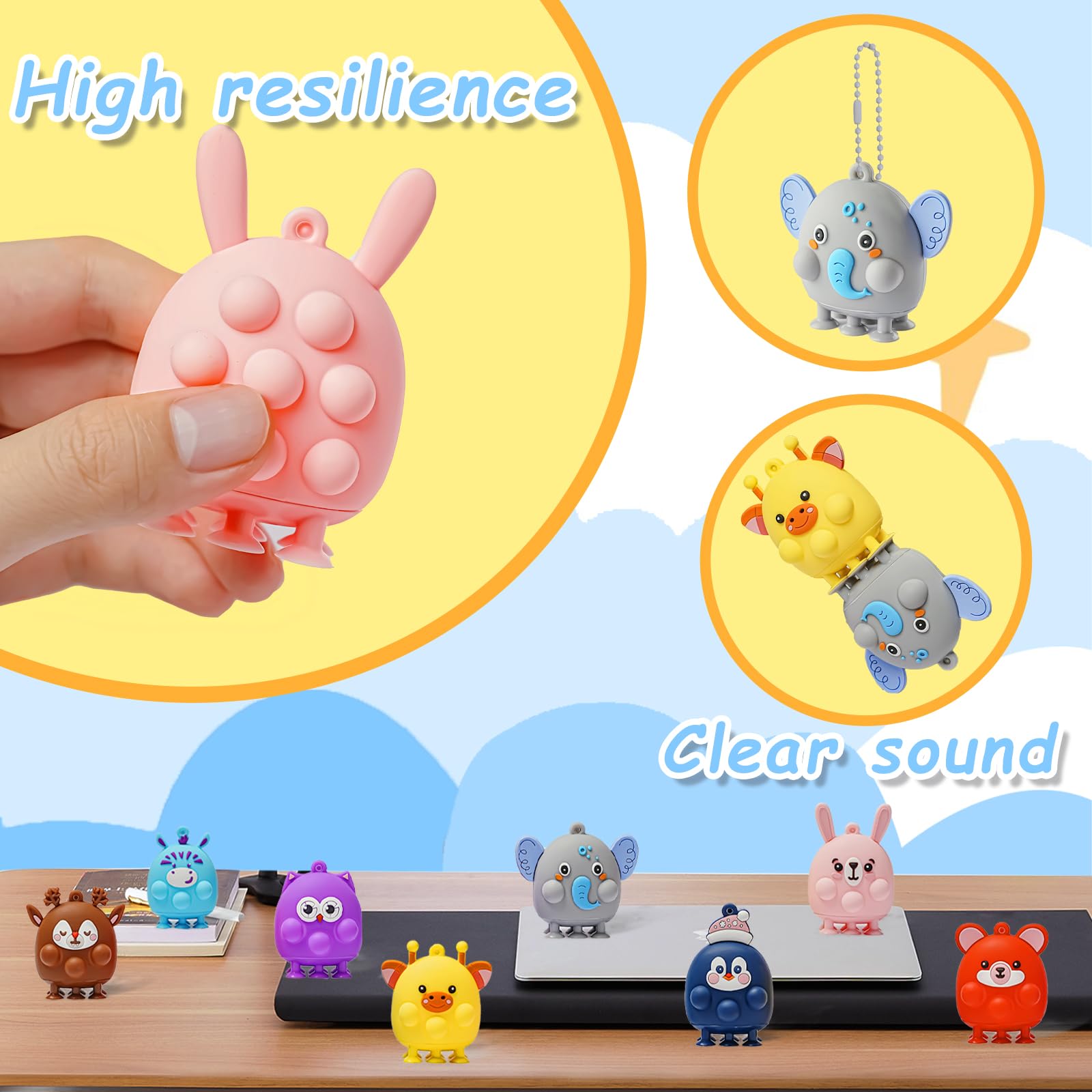 24 Pcs 3D Animal Pop Fidget Toys Bulk, Sensory Bath Suction Toys for Toddlers, Carnival Treasure Classroom Prizes, Stocking Stuffers, Birthday Party Favors for Kids, Perfect for Stress Relief and Sensory Play