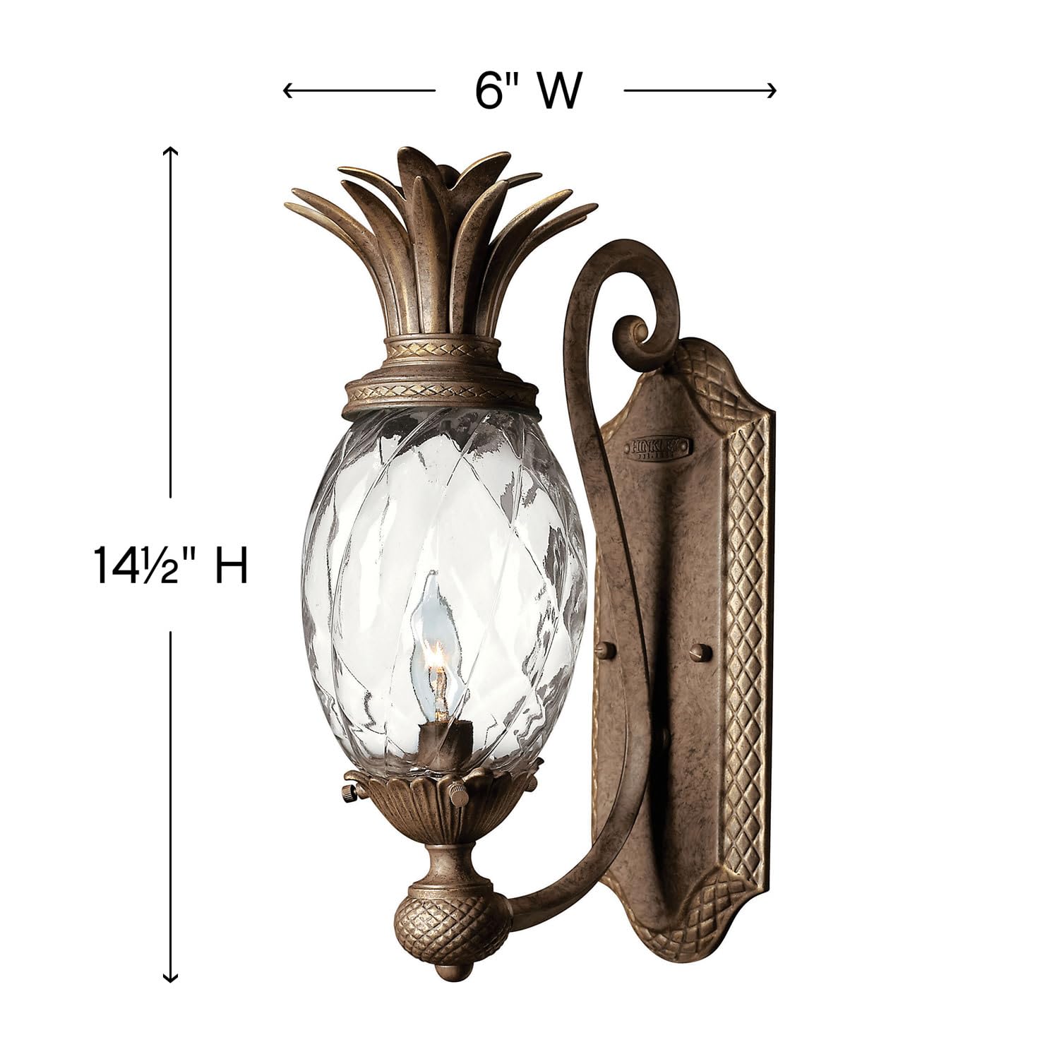 Hinkley Plantation Collection Pineapple Shaped One Light Wall Sconce in Pearl Bronze - Perfect for Bedroom, Living Room & Entryway Lighting