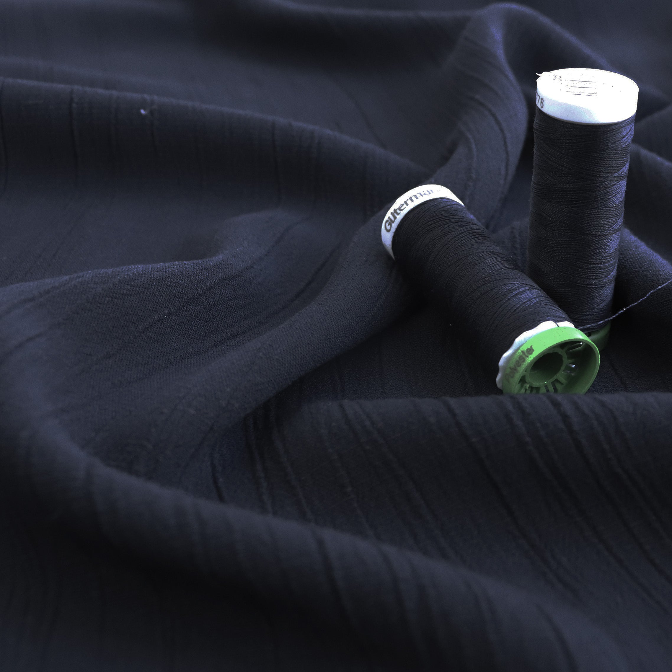 Premium Viscose Linen Crinkle Fabric - Navy Blue Textile for Dresses, Curtains & Home Decor | Soft, Breathable & Wrinkle-Resistant Material for DIY Sewing Projects
