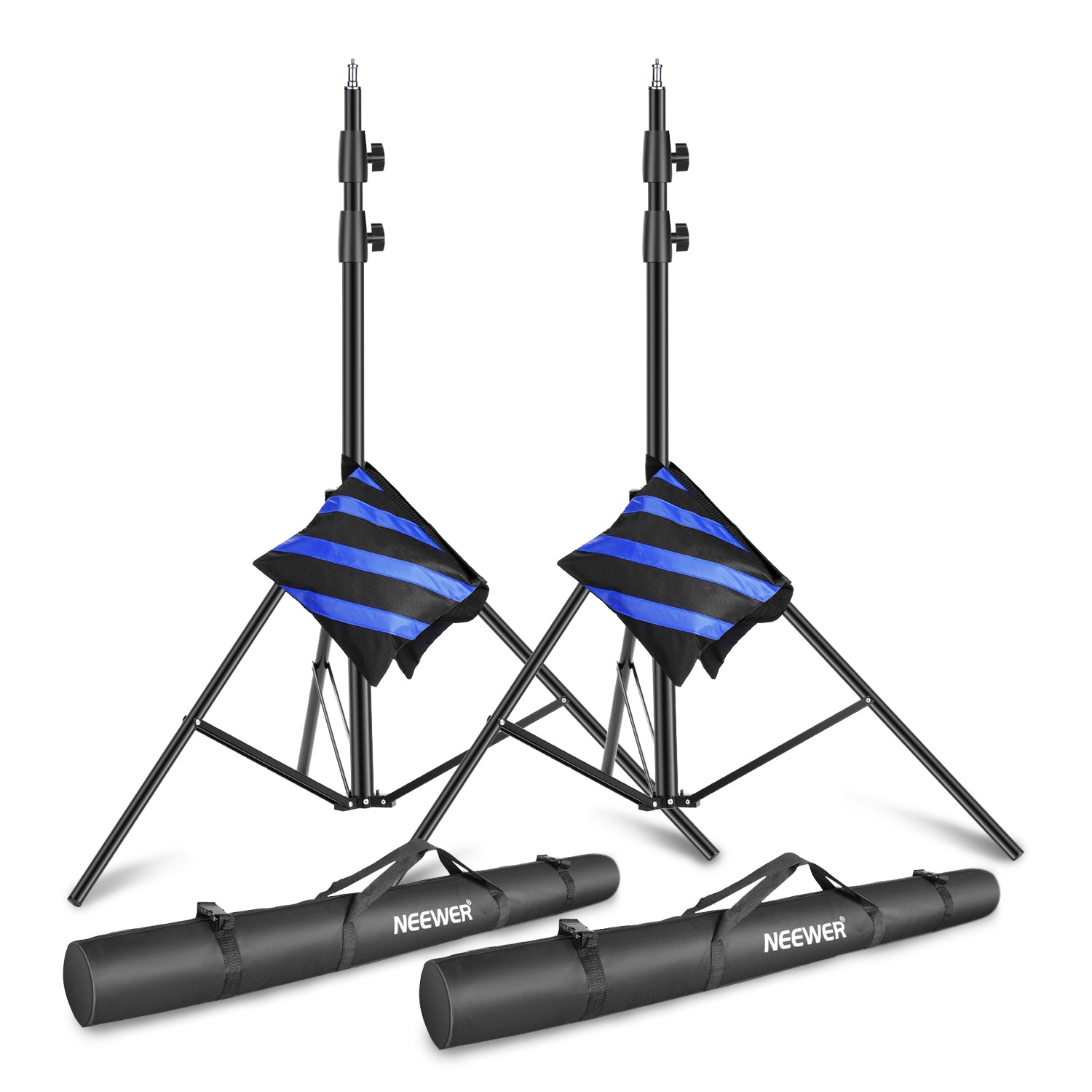 NEEWER ST 300SB 2-Pack 300cm/10ft Light Stand Kit for Photography, Video Studio, YouTube Streaming - Heavy Duty Aluminum Tripod with Carrying Bag