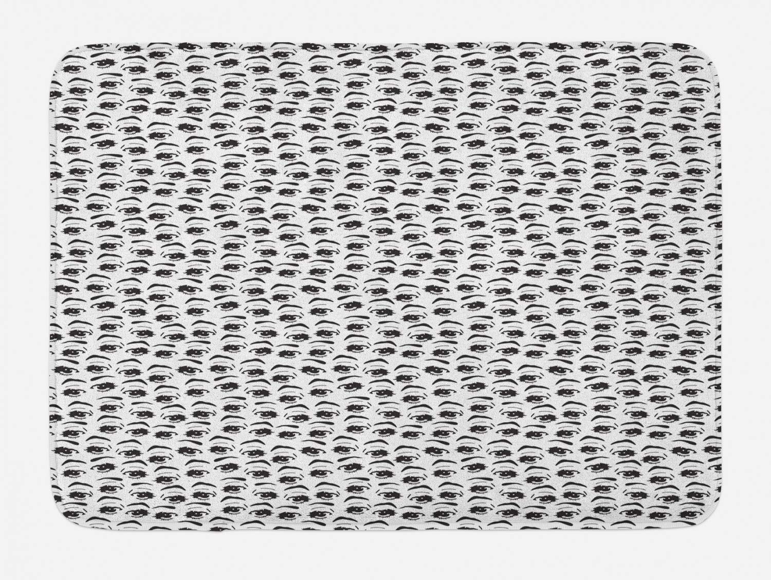 Ambesonne Plush Non-Slip Bath Mat - 30.2x20 Inch Black & White Modern Woman Eyes Design for Bathroom Decor | Soft Absorbent Shower Rug with Anti-Skid Backing | Perfect for Bathroom, Spa, and Vanity Areas