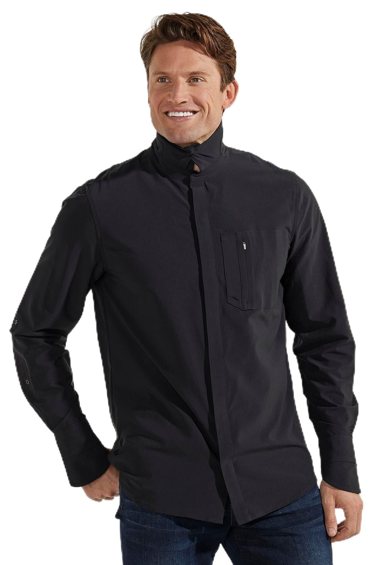 Coolibar UPF 50+ Men's Fiera Smart Shirt - Sun Protective Long Sleeve Button Down Shirt for Outdoor Activities, Hiking, Fishing & Travel
