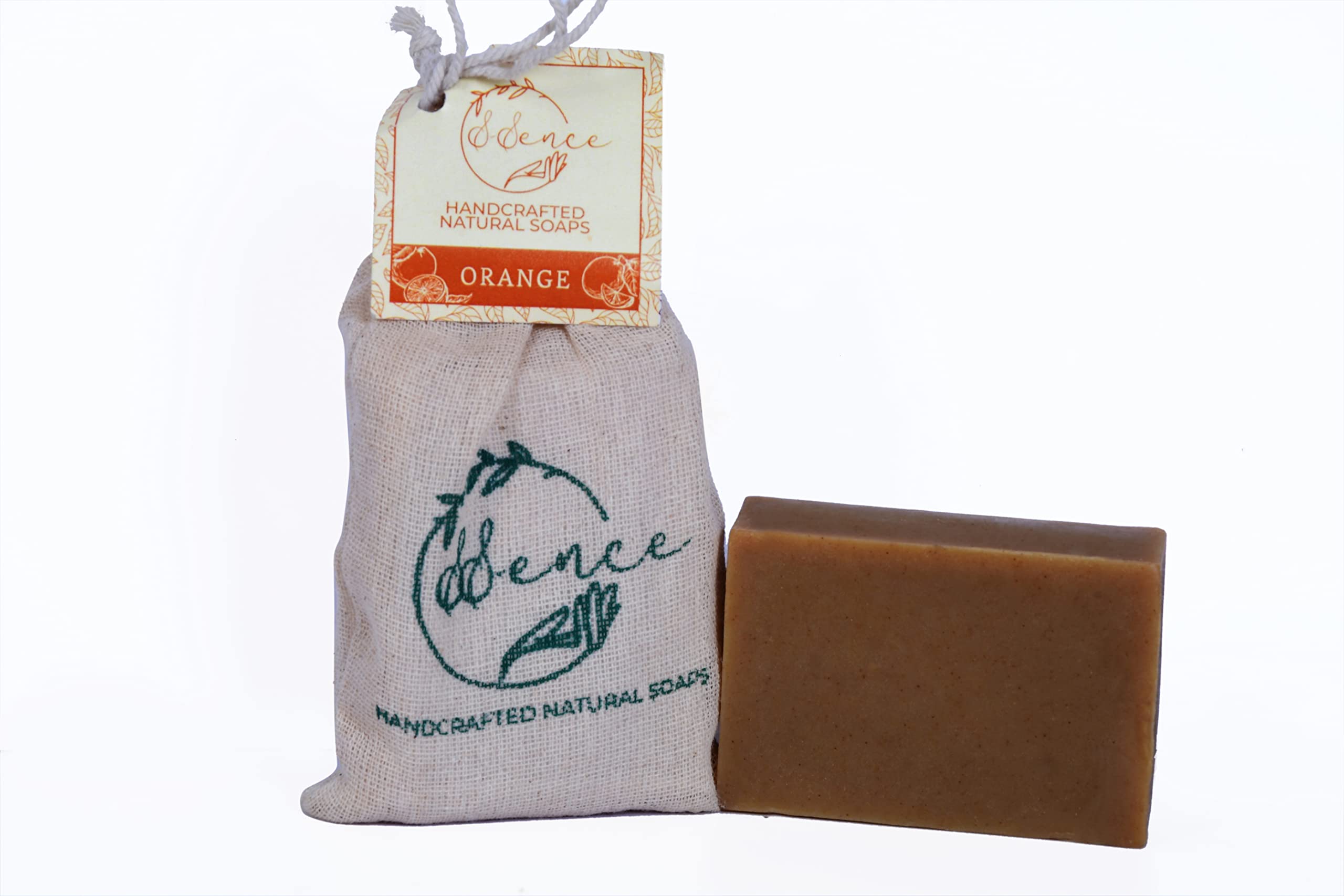 SSence Natural Orange Soap - Handmade Organic Citrus Bar for Face & Body - Refreshing & Moisturizing for Daily Skincare & Bathing
