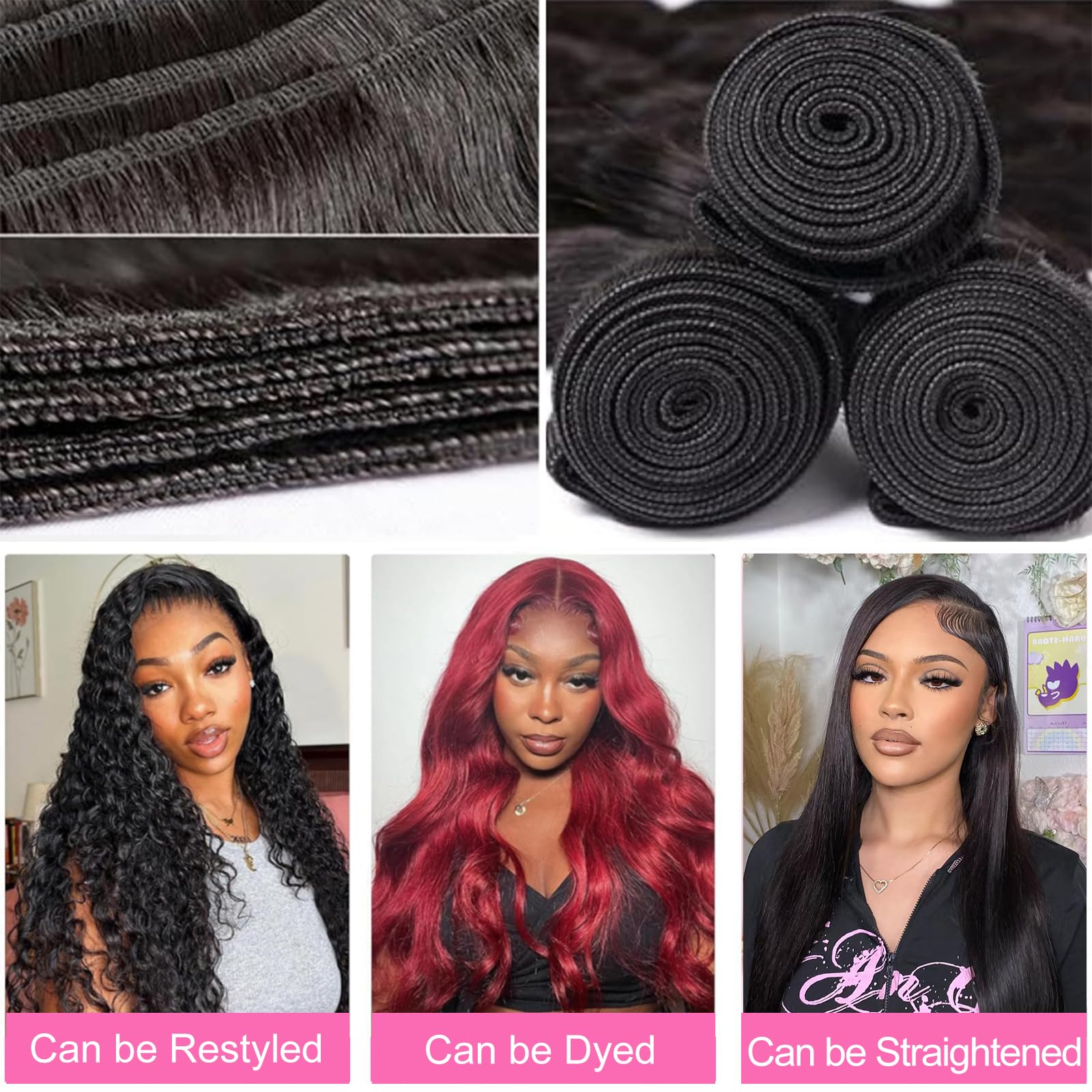 12A Body Wave Human Hair Bundles 100% Unprocessed Brazilian Virgin Hair - 28/30/32 Inches Wavy Weave Bundles (3-Pack, Natural Color) for Stunning Hair Extensions & Everyday Glamour