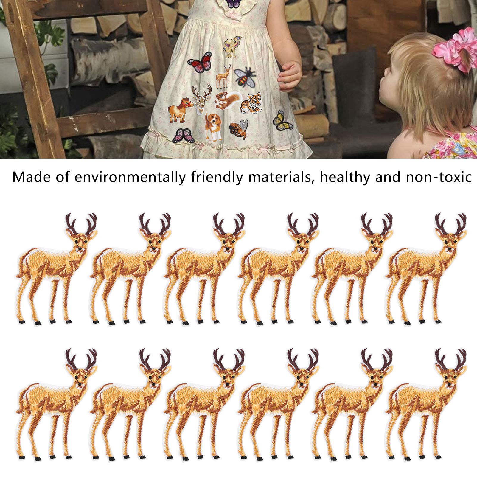 01 Embroidered Iron-On Patches - Deer Design for Clothing, Bags & DIY Crafts | Perfect for Customizing Jackets, Backpacks & Denim