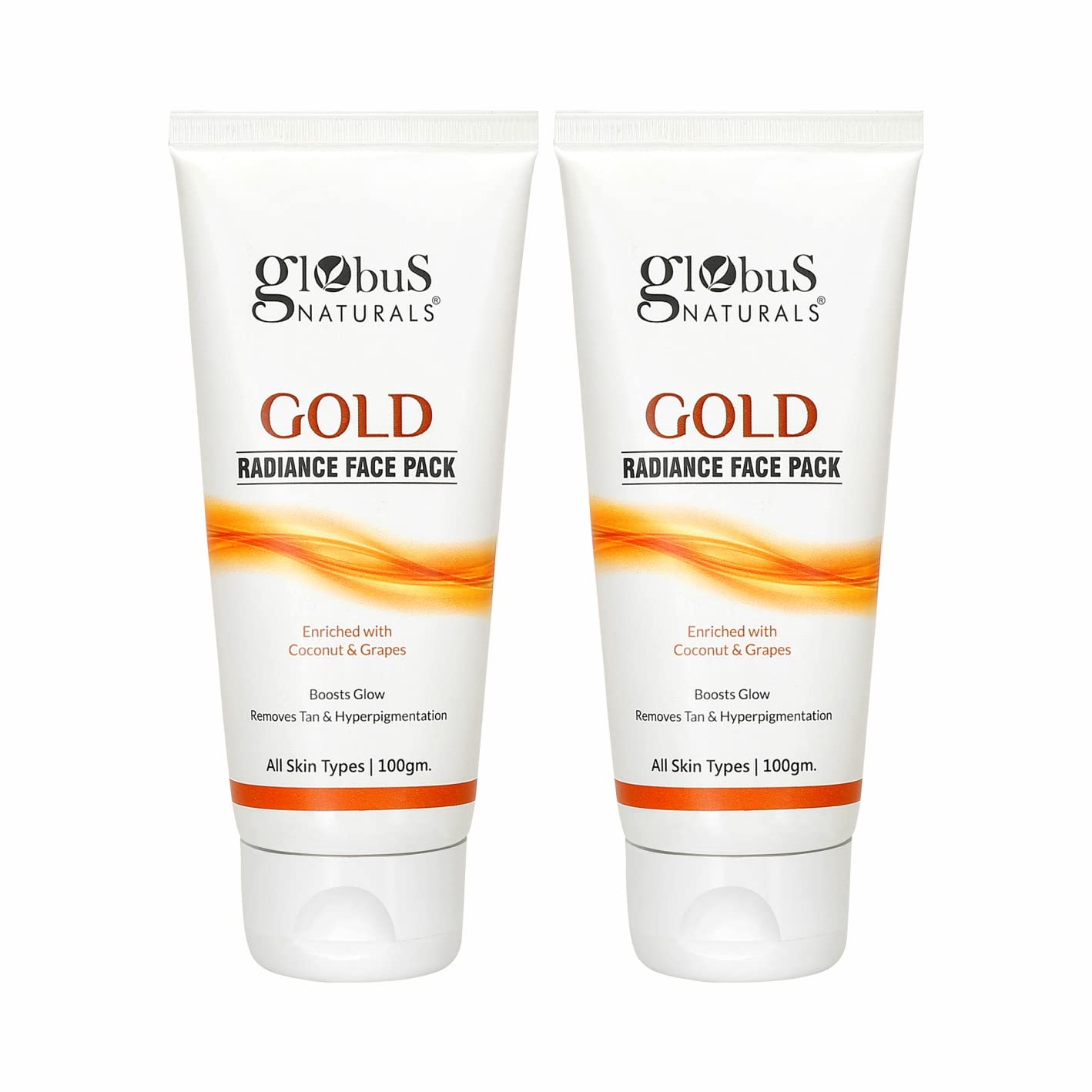 Globus Naturals Gold Radiance Anti-Aging & Brightening Face Mask with Saffron, Licorice & Walnut - Reduces Wrinkles, Enhances Glow for All Skin Types - 100g (Pack of 2) - Perfect for Daily Skincare Routine & Spa Nights