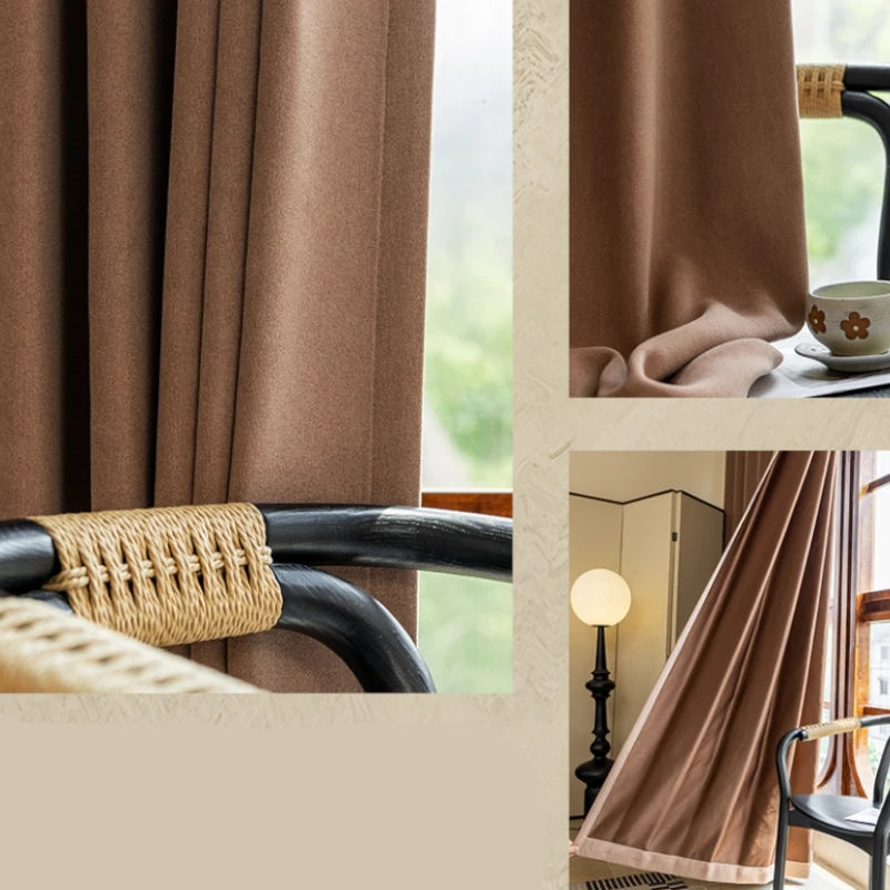 Aurora Heavy Chenille Textured Blackout Curtains for Bedroom - Thermal Insulated Noise Reducing Drapes for Living Room & Nursery (Custom Size Available)