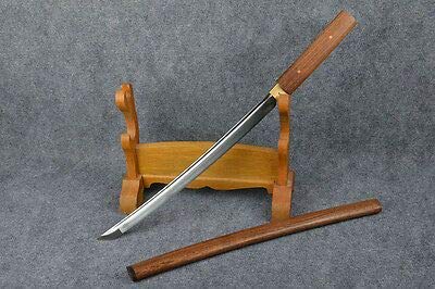 Hand Forged Japanese Tanto Shirasaya Ninja Sword - Full Tang Real Steel Blade with Wooden Sheath - Letter Opener, Samurai Sword for Collection, Cosplay & Home Decor