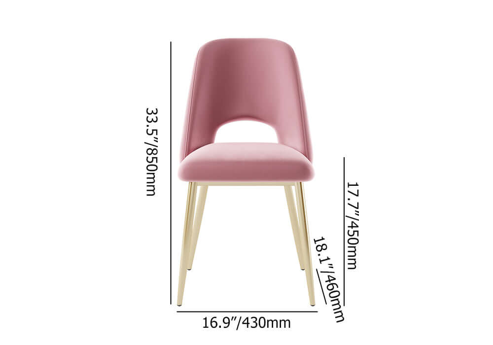 Modern Black Upholstered Dining Chairs Set of 2 - Hollow Back Design with Gold Metal Legs - Perfect for Kitchen, Dining Room & Home Decor