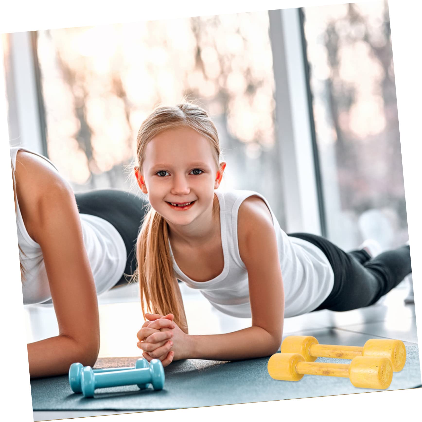 2 Pairs Wooden Dumbbells for Toddlers - Kids Hand Weights Exercise Toys | Early Educational Physical Development Toy for Boys & Girls | Perfect for Home Gym, Preschool Activities & Motor Skills Training