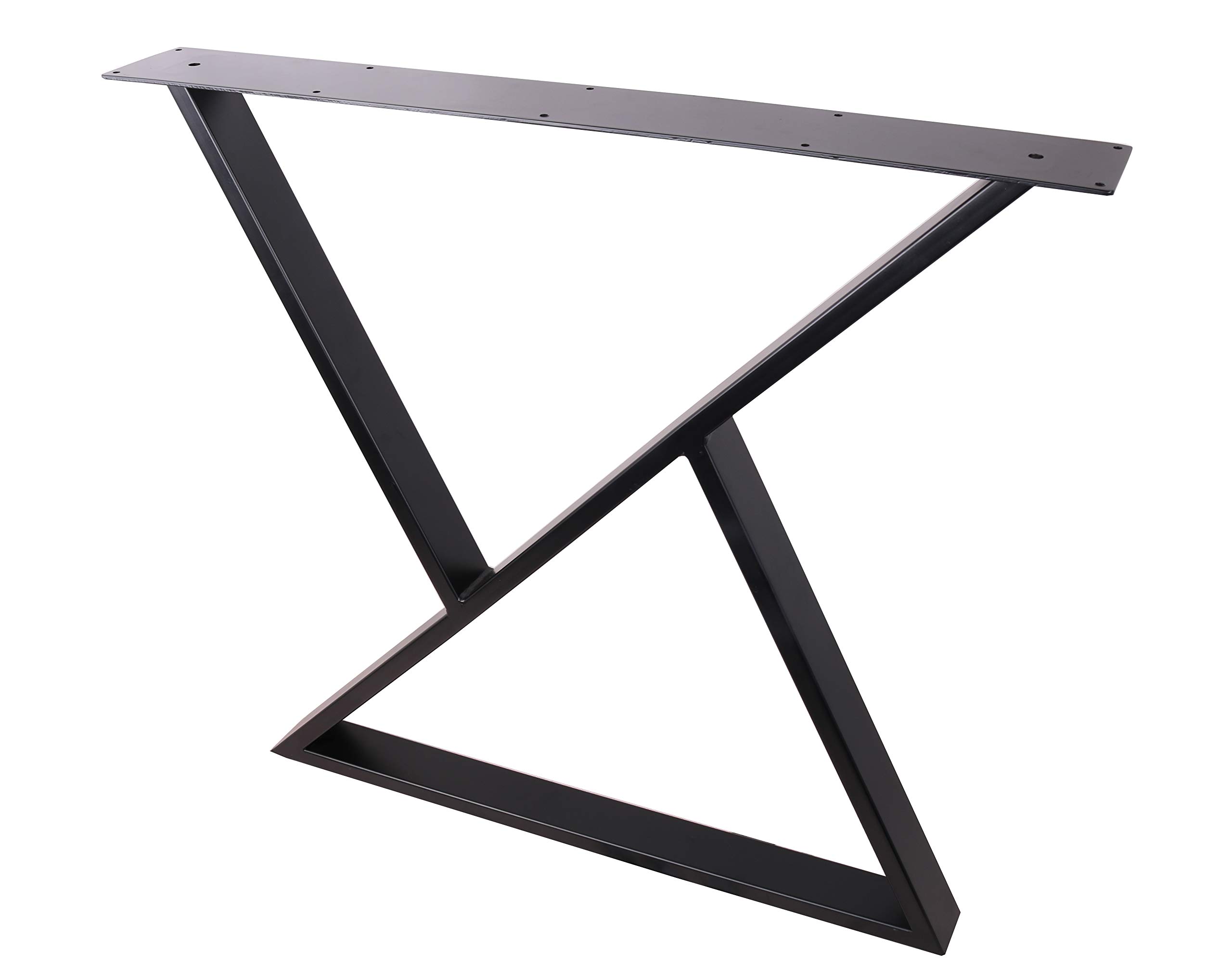 28 Inch Z-Shaped Table Legs - Set of 2 Black Metal Legs for Dining Tables, Office Desks & Computer Workstations | Heavy Duty Industrial Style Furniture Supports for Modern Home & Office Decor