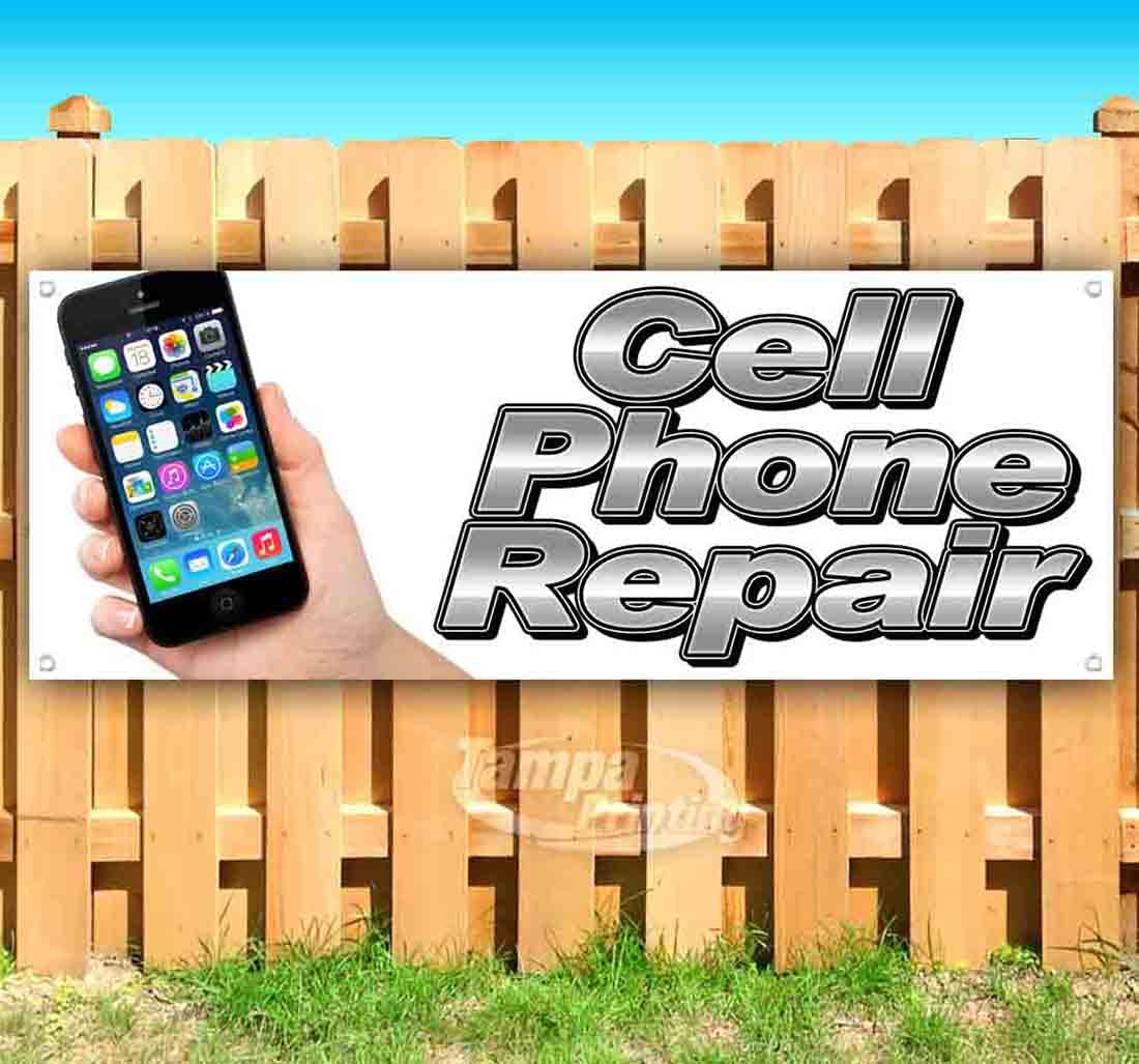 Professional Heavy-Duty 13 oz Vinyl Cell Phone Repair Shop Banner with Metal Grommets - Durable Non-Fabric Sign for Storefront & Trade Shows