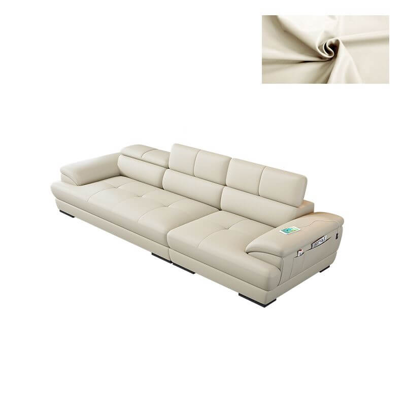 Mid Century Modern Leather Sectional Sofa with Cushion Back & Hidden Pocket Storage - Perfect for Living Room, Lounge & Home Theater Comfort