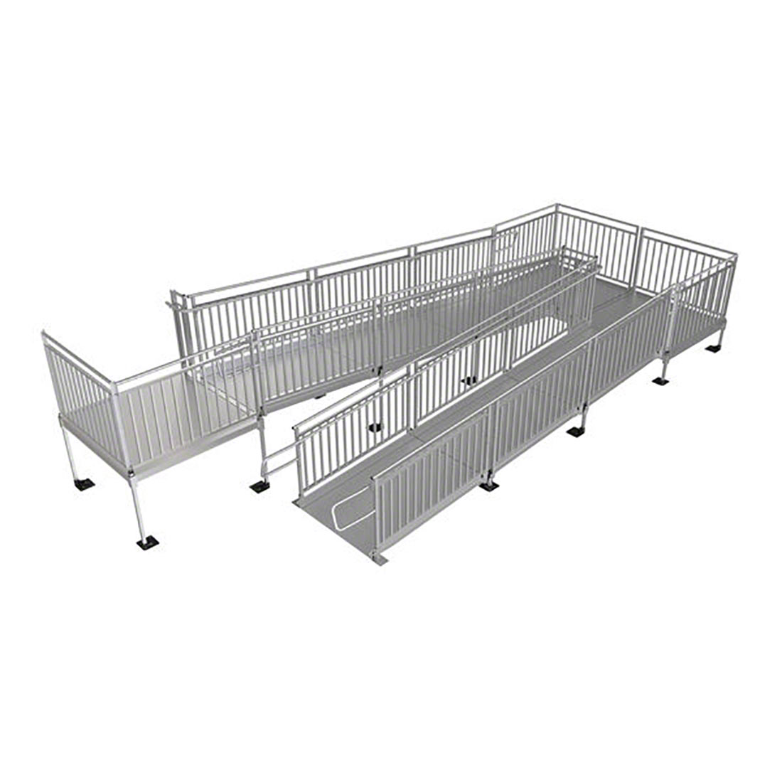 Pathway HD Modular Ramp System with Picketed Handrails - ADA Compliant Wheelchair Access Ramp for Home & Business Use - Durable Aluminum Construction for Indoor/Outdoor Accessibility Solutions
