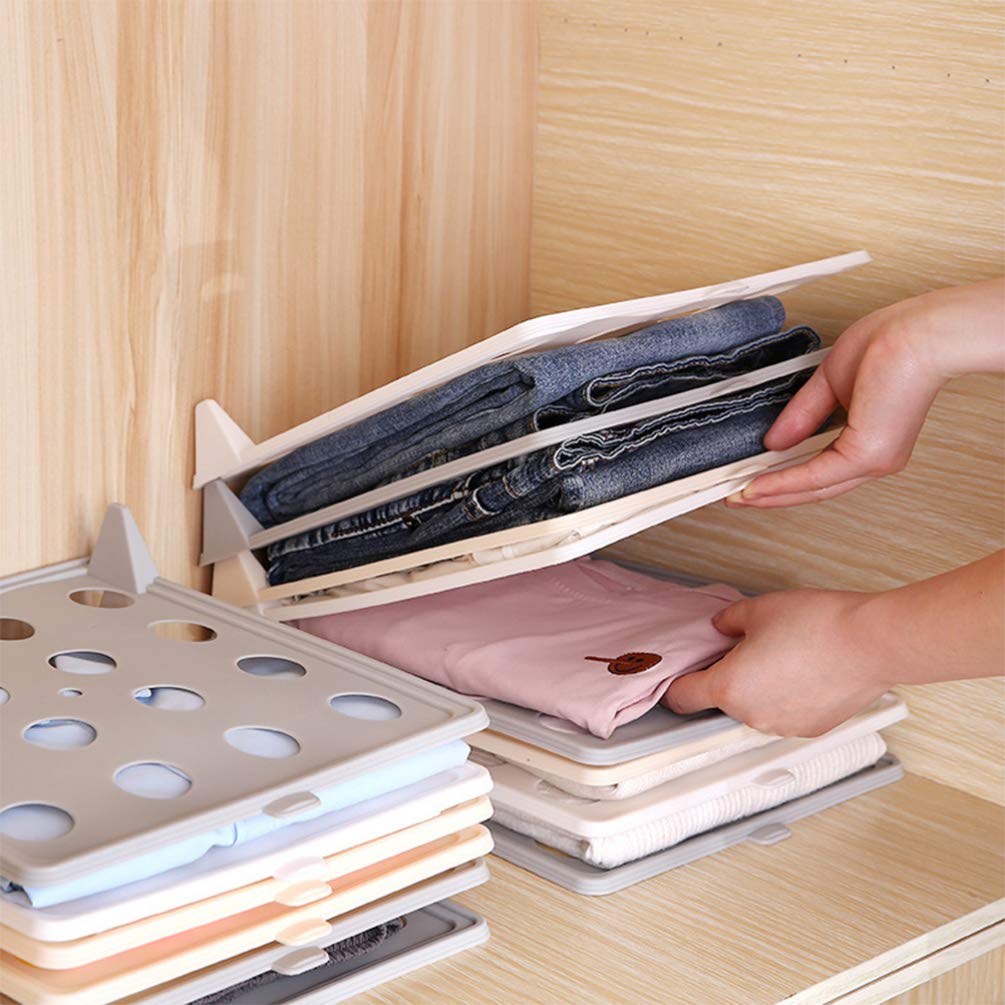 Hemoton 2-Pack Stackable File Organizer Trays - Foldable Drawer Organizer for T-Shirts, Documents & Receipts | White Clamshell Design for Office, Home & Closet Storage