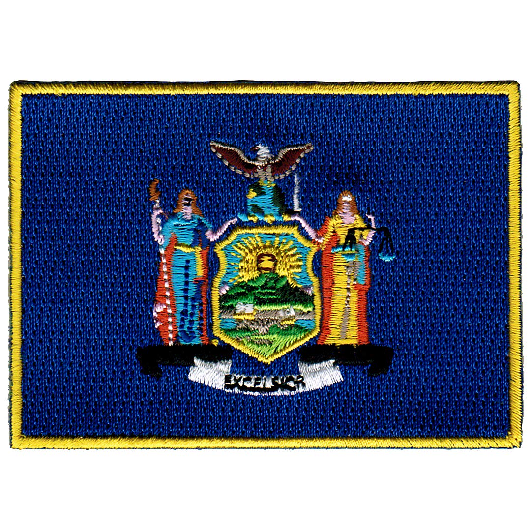 New York State Flag Embroidered Iron-On Patch - NY Emblem for Jackets, Bags & DIY Crafts - Perfect for Sewing, Applique & Customization