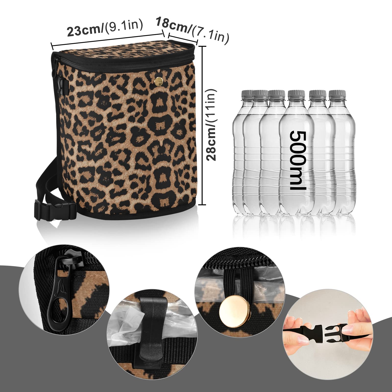 Senya Leopard Print Car Trash Can - Leak-Proof Hanging Car Garbage Bin with Lid, Interior Car Organizer Accessory for Sedan, SUV & Truck | Perfect for Road Trips, Commuting & Family Travel