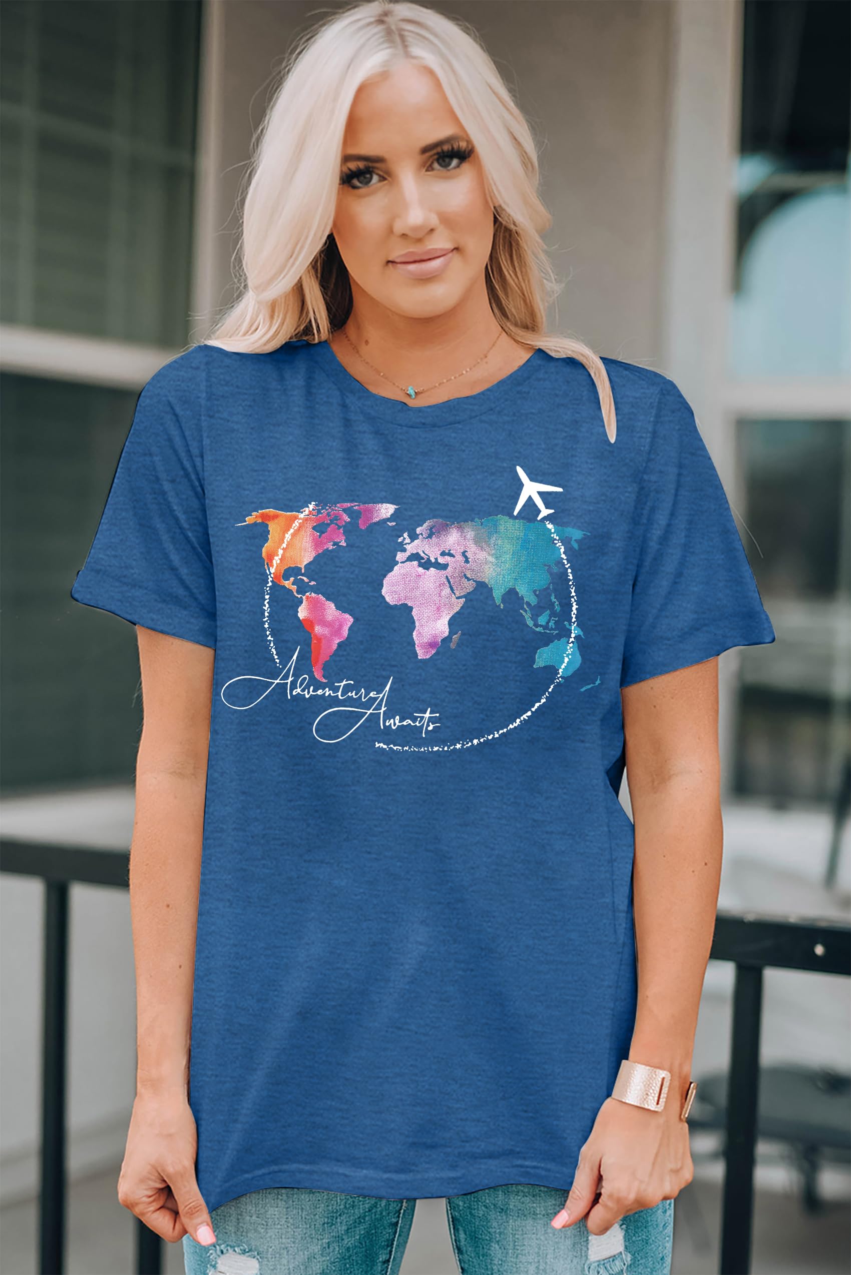 Funny Airplane Mode T-Shirt for Women - Travel Graphic Tee with Letter Print - Casual Crewneck Top for Airplane Travel, Vacation & Adventure Enthusiasts
