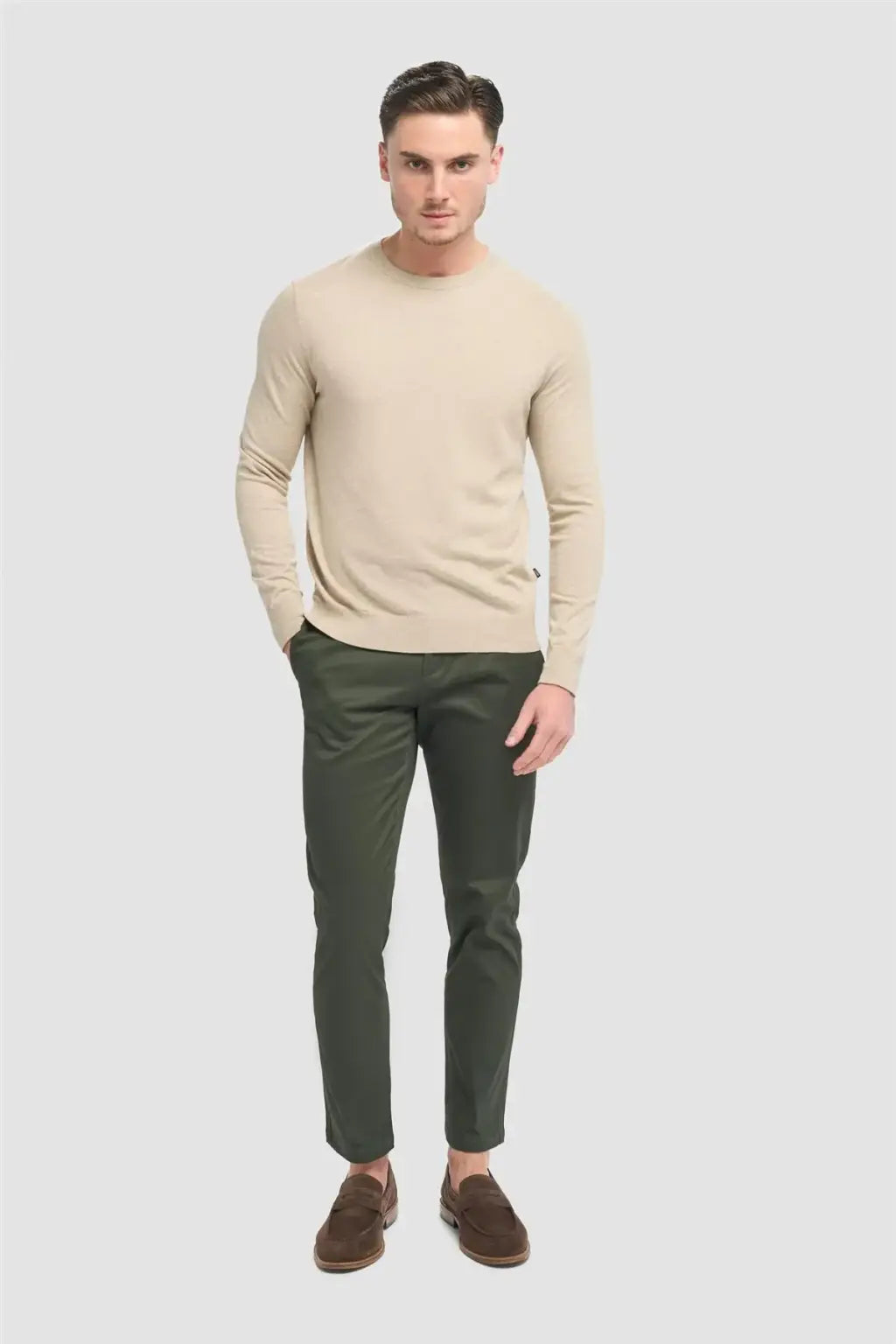 Cavani Men's Savio Lightweight Crew Neck Sweater | Soft Cotton Knit Pullover for Casual Wear & Layering | Perfect for Office, Travel & Everyday Comfort