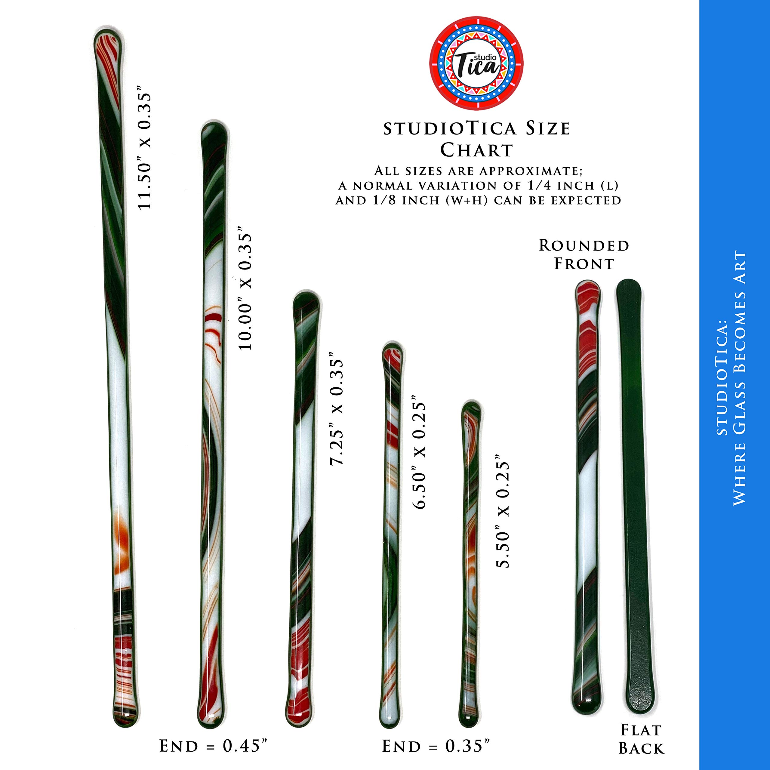 7.25 Inch Handmade Glass Stirrer Set of 4 - Christmas Holly Design - Perfect for Cocktails, Coffee & Hot Drinks - Elegant Gift Box Included - Ideal for Holiday Parties, Home Bars & Coffee Shops