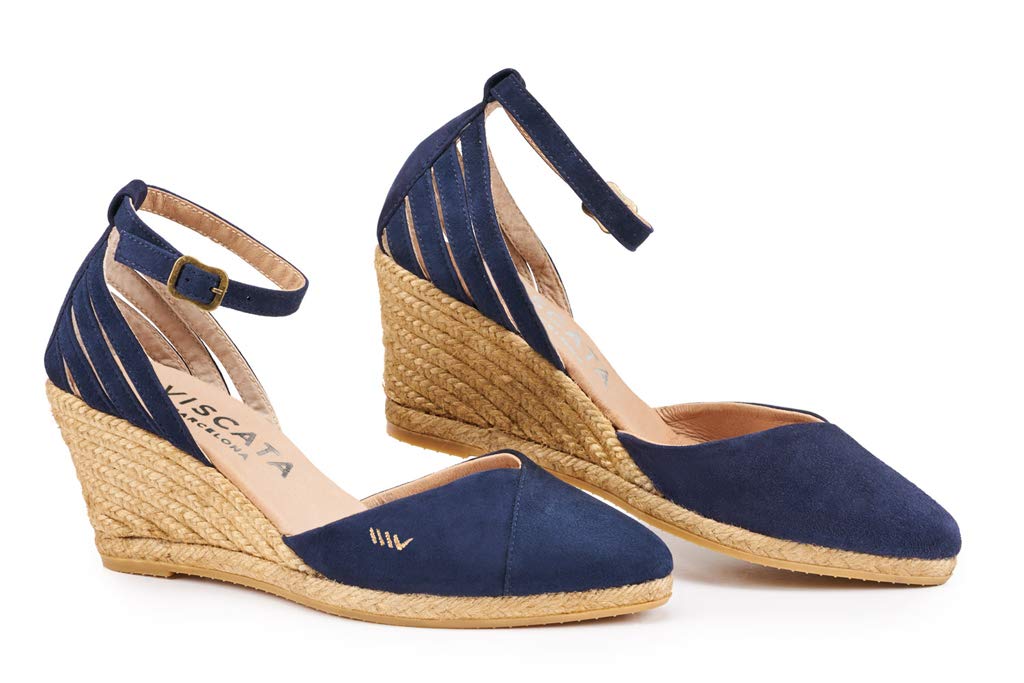 Viscata Ullastret Women's Suede Espadrille Wedge Sandals - 2.5 Inch Jute Wedge Heel, Elegant Strap Design, Closed Toe, Soft Suede Upper & Natural Jute Midsole - Perfect for Summer Outfits, Beach Vacations & Casual Wear
