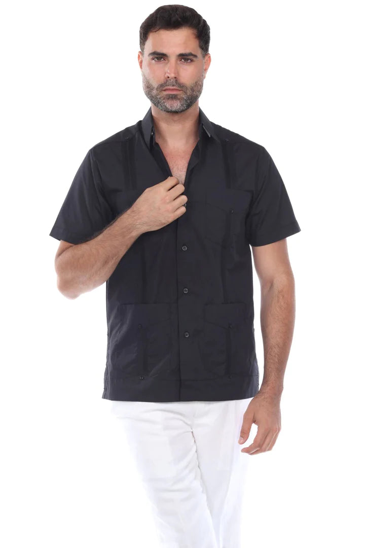 Men's Guayabera Shirt - Classic Cuban Style Short Sleeve Button Down (1673) | Perfect for Summer Weddings, Beach Vacations & Casual Wear
