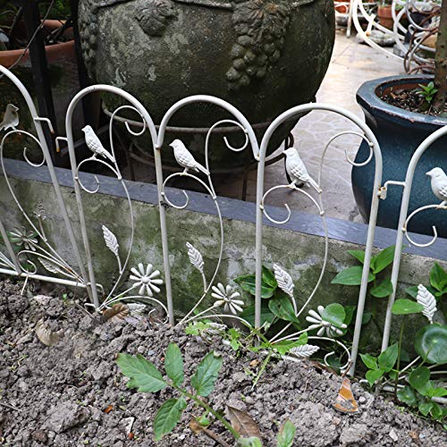 4 Pack Decorative Garden Fence Borders - Rustproof Flower Bed Edging, Landscape Wire Fencing Panels for Outdoor Lawn, Patio & Garden Protection - Animal Barrier & Bird Deterrent - White (Perfect for Yard Landscaping, Flower Beds & Pet Safety)