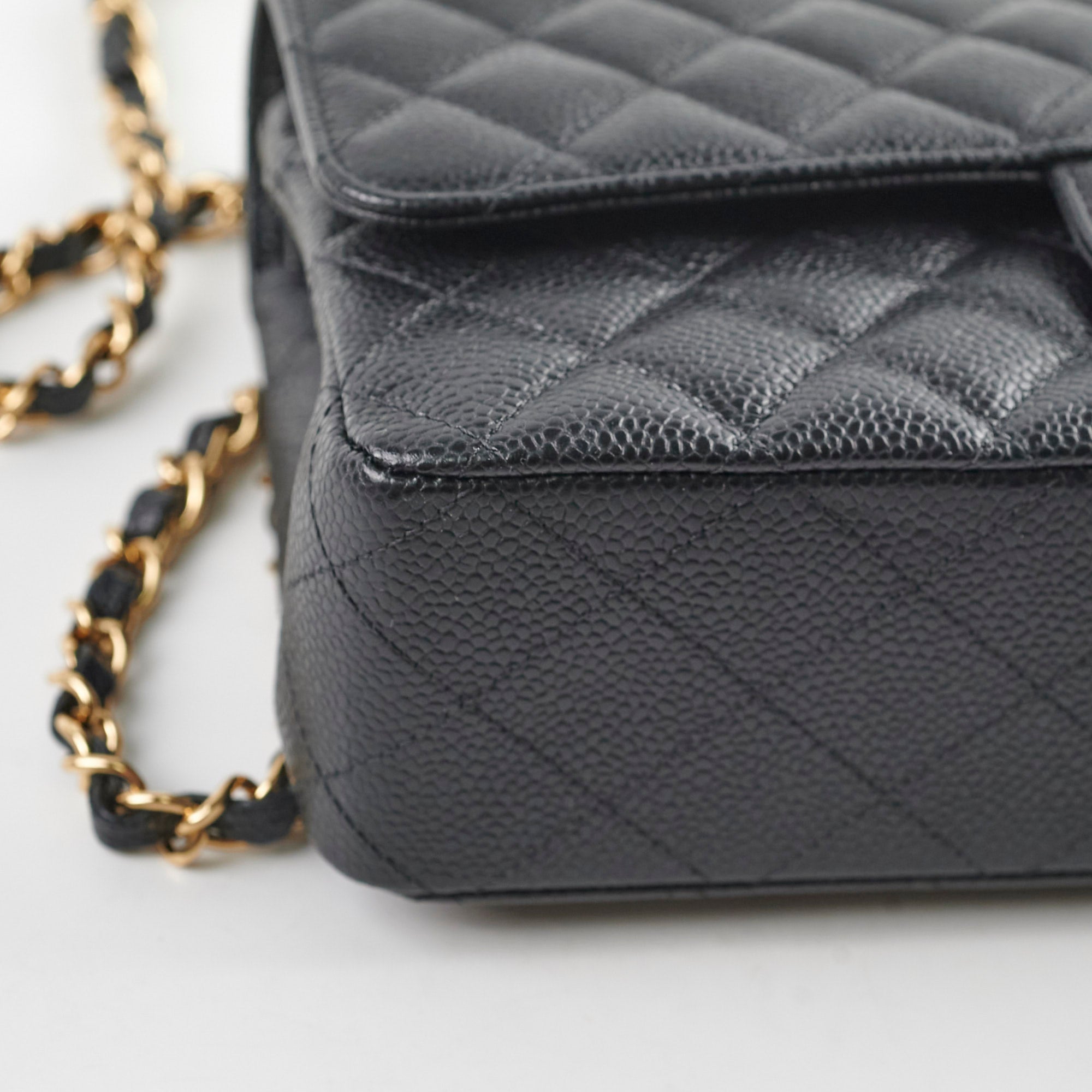 Chanel Medium/Large Double Classic Flap Bag in Black Caviar Leather - 31 Series | Luxury Handbag for Women, Perfect for Work, Evening Events & Everyday Use