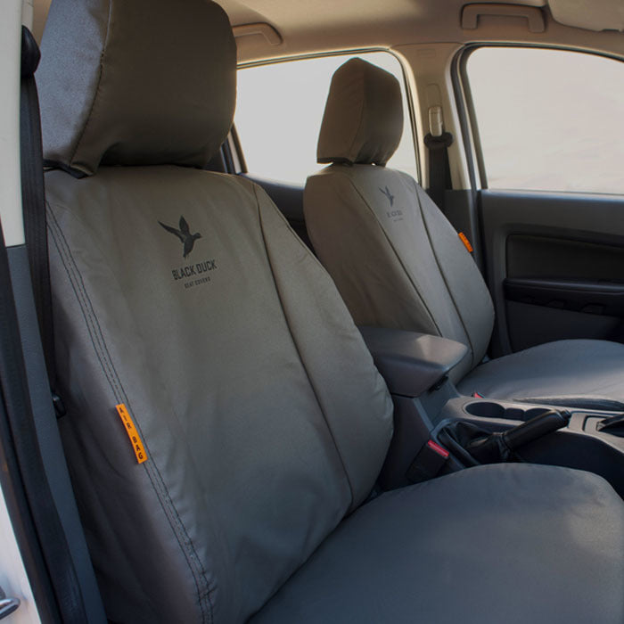 Premium Black Duck Canvas Seat Covers for Isuzu D-Max MY21 Single Cab (8/2020 On) - Durable Grey Console & Seat Protection for Off-Road & Work Trucks