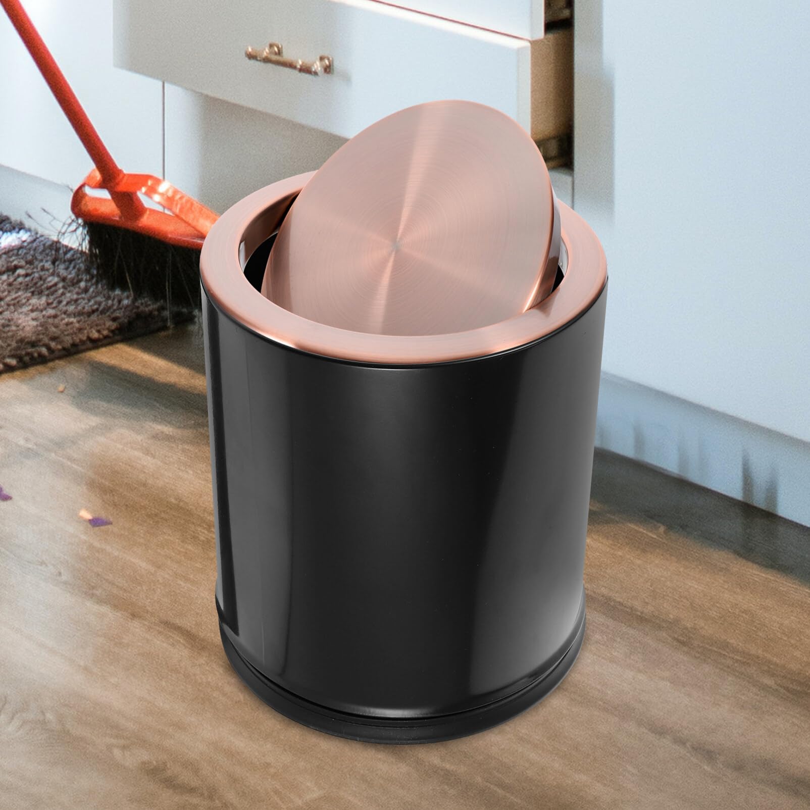 Stainless Steel Recessed Trash Can Lid - Round Countertop Garbage Cover for Bathroom & Kitchen Sink (Perfect for Modern Home, Office, and Commercial Spaces)