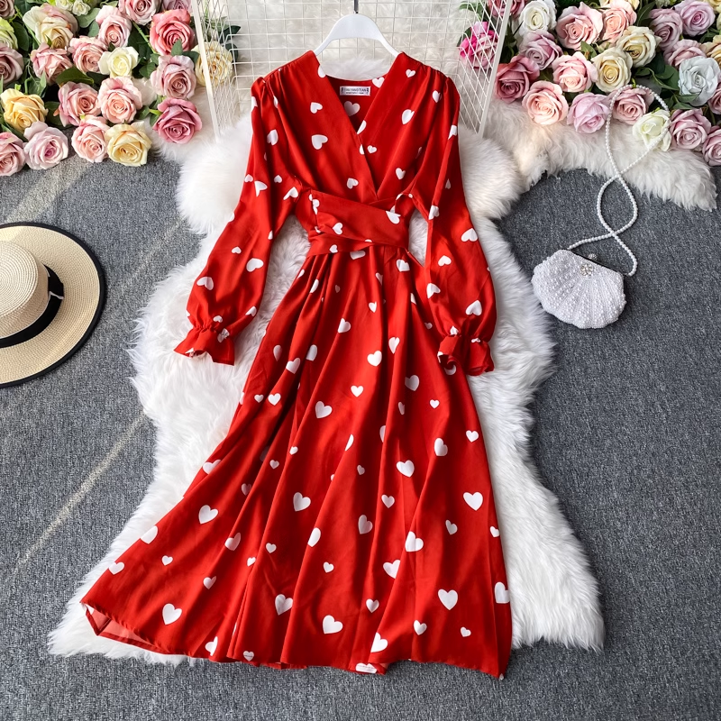French V-Neck Short Sleeve Summer Swing Dress - Flowy Casual Sundress for Beach, Vacation & Date Night | Women's Elegant Midi Dress 923