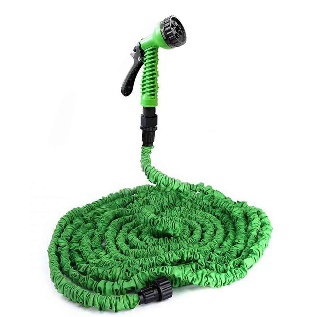 Expandable 100FT Garden Hose - High Pressure Water Hose with 7 Function Spray Nozzle, Durable & Flexible for Outdoor Cleaning, Watering Plants, Car Washing (Green) - Perfect for Lawns, Gardens, and Home Maintenance