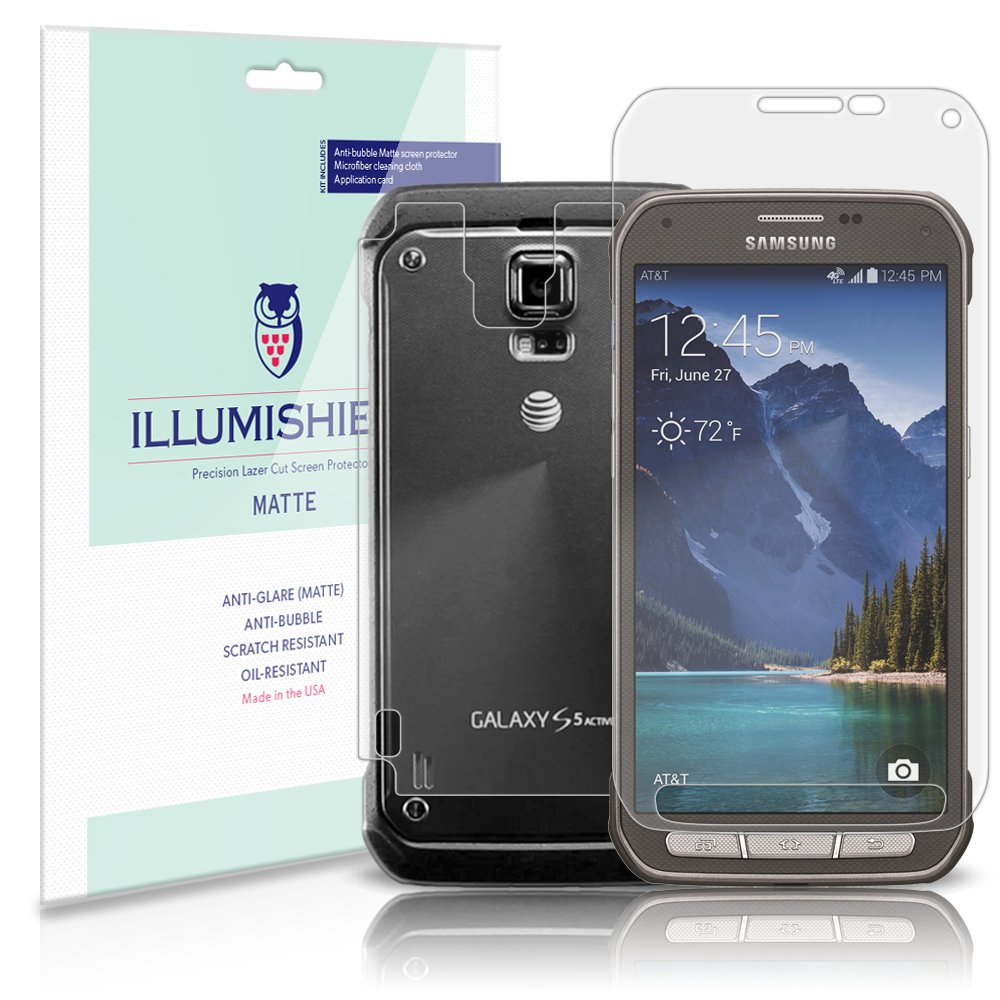 iLLumiShield Matte Screen Protector for Samsung Galaxy S5 Active (3-Pack) - Anti-Glare, Anti-Bubble, Anti-Fingerprint PET Film - Perfect for Outdoor Use and Daily Protection
