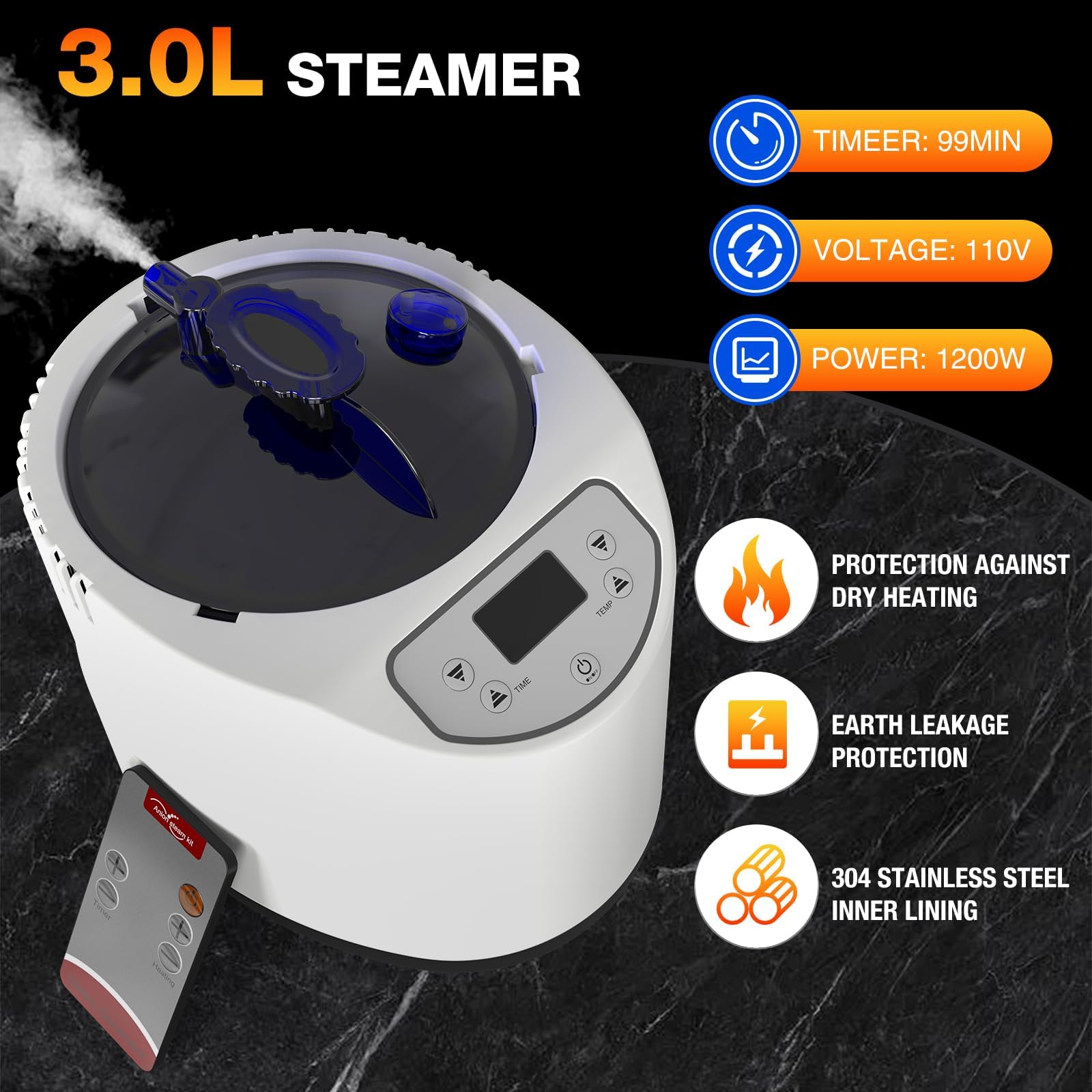 AgiiMan Portable Sauna Box - 2.6L Steamer Full Body Home Sauna Tent with Remote Control & Chair | Detox, Relaxation & Weight Loss at Home | Perfect for Spa, Yoga & Post-Workout Recovery