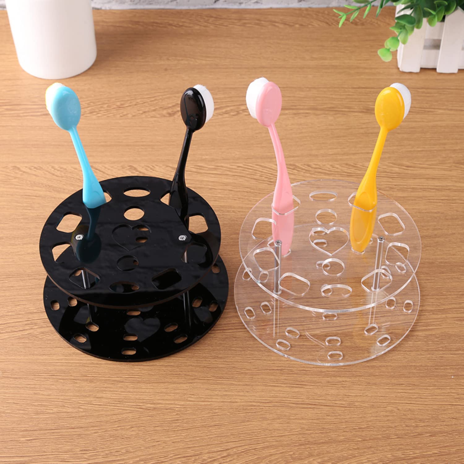 10-Piece Ink Blending Brushes Set with Lids & Round Holder - Perfect for Scrapbooking, Card Making, Paper Crafts & Background Blending - DIY Art Supplies for Painting, Mixed Media & Creative Projects