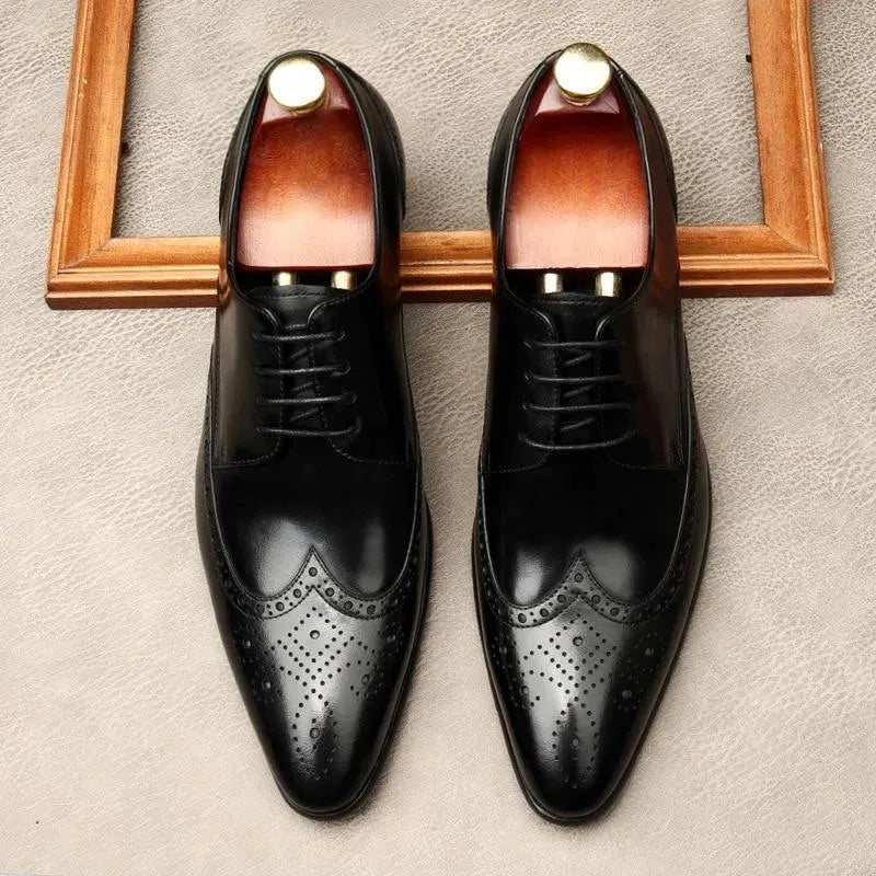Premium Men's Dress Shoes - Edgardo Genuine Leather Oxford Shoes for Business, Formal Events & Weddings