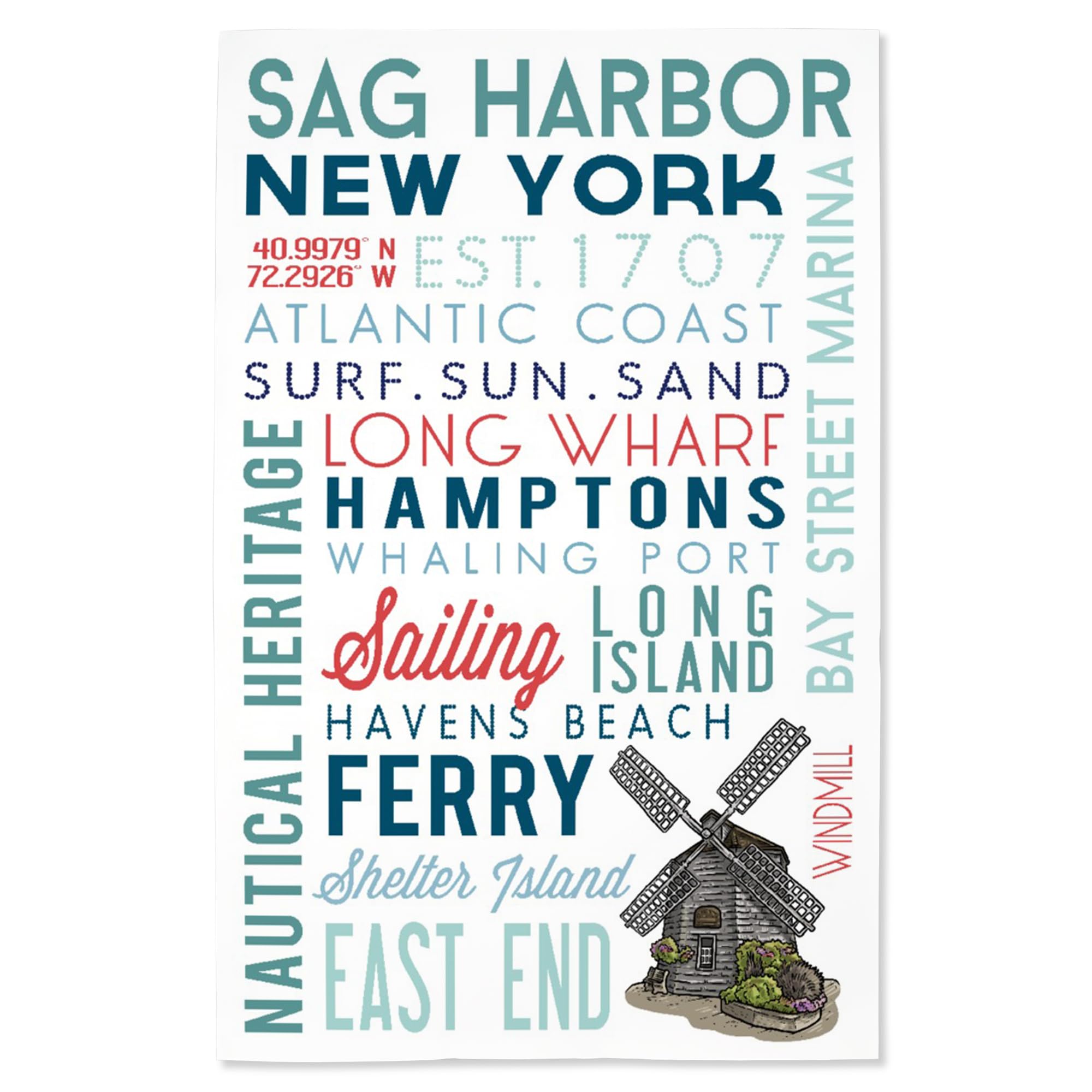 Lantern Press 16x24 Inch Giclee Art Print - Sag Harbor New York Typography Wall Decor - Perfect for Living Room, Bedroom & Office