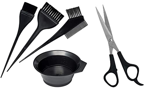 3 Coloring Brush With 1 Bowl, 1 Scissor