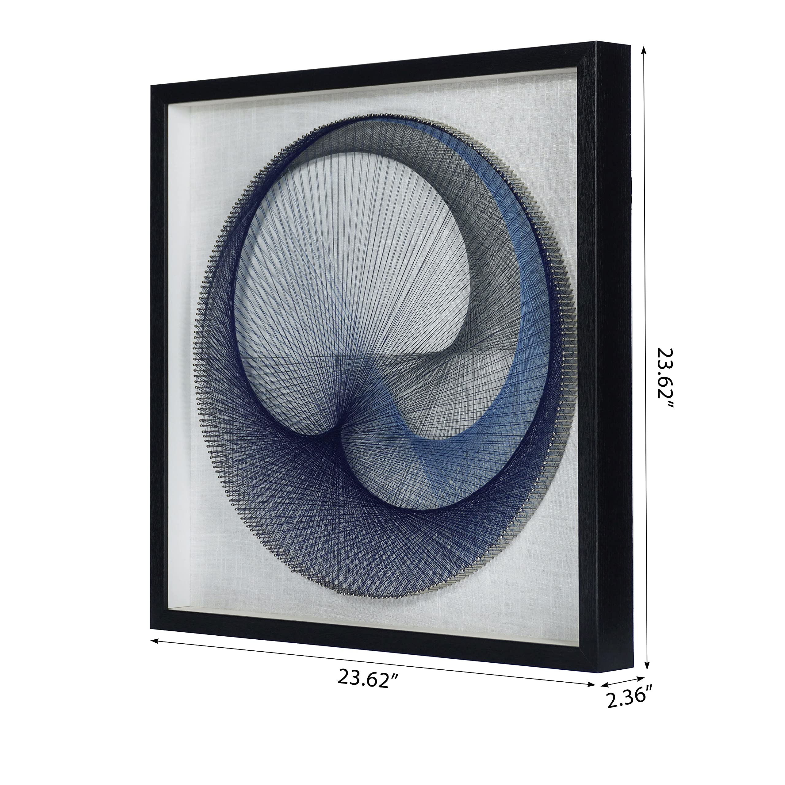 Abstract Blue String Art Shadow Box Wall Decor - Handmade Modern Home Decor for Living Room, Bedroom & Office - Unique Gift Idea for Housewarming & Birthday
