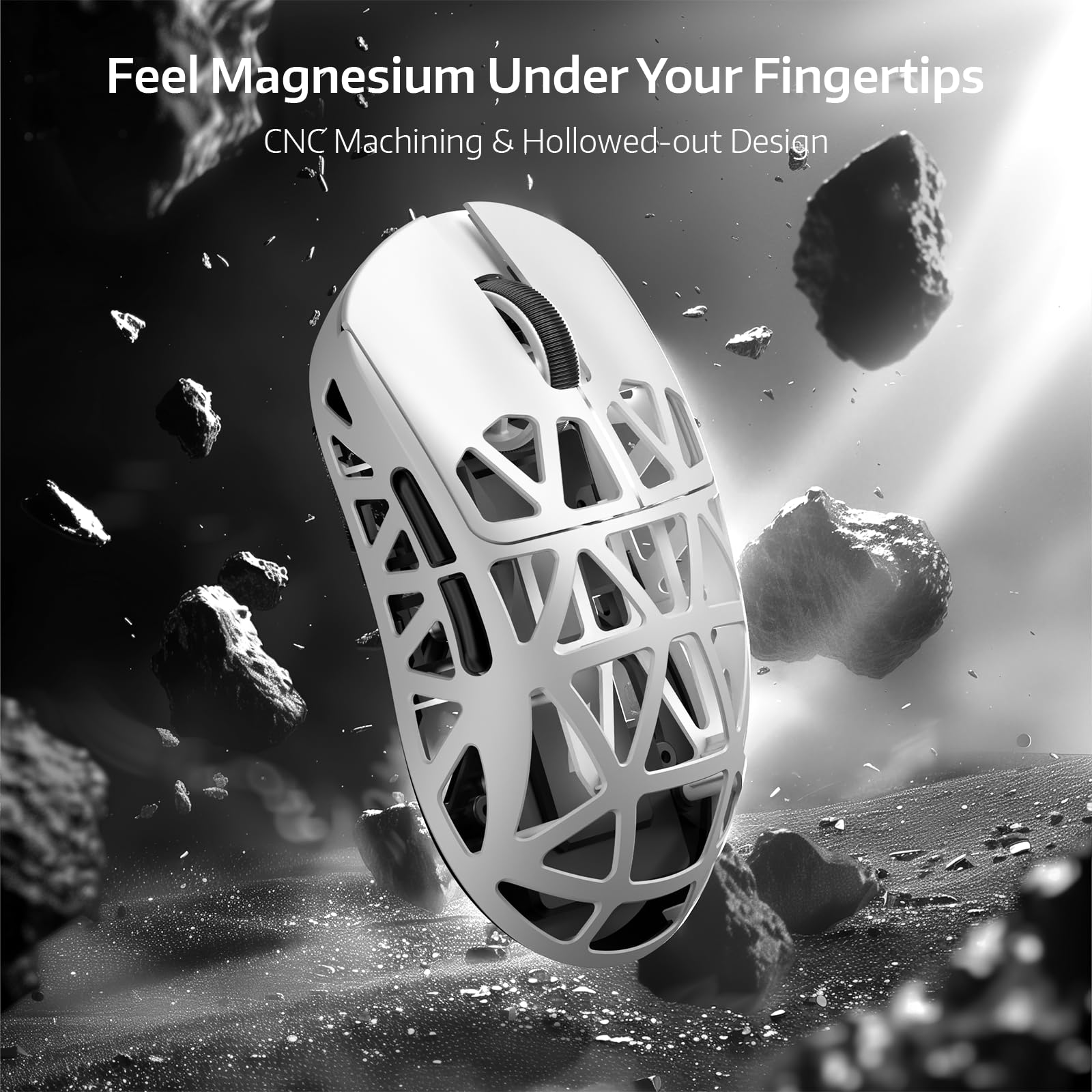 Attack Shark R2PRO 45g Superlight Magnesium Alloy Gaming Mouse - PAW3950 Sensor, 42000DPI, 8000Hz Polling Rate, 2.4G/BT/Wired, Programmable Buttons with Coiled Cable for PC/Mac (White) - Perfect for FPS, MOBA & Esports Gaming