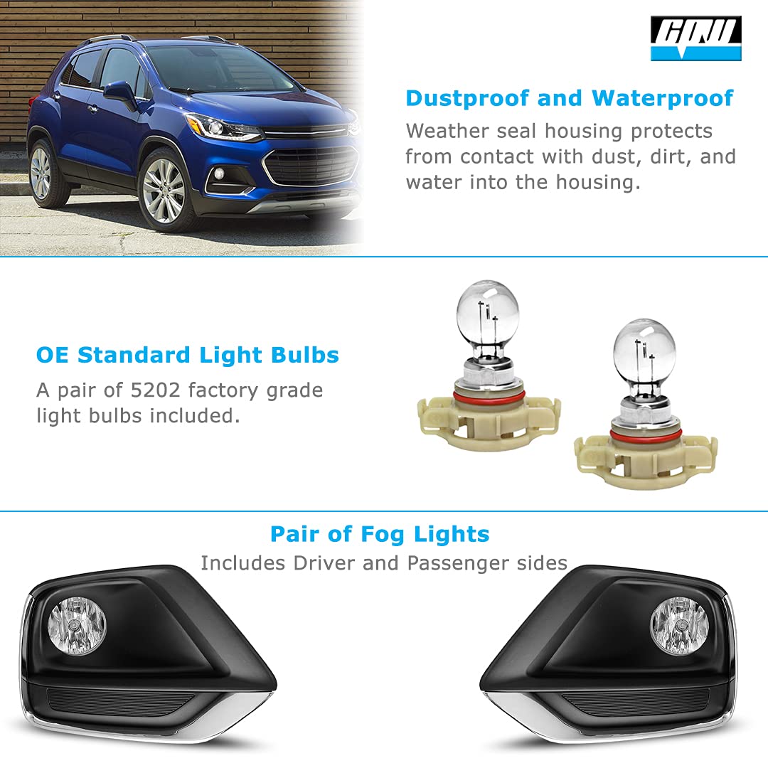 CPW Fog Lights Assembly Replacement Kit for 2017-2020 Chevrolet Trax - Includes Fog Lamps, Switch & Wiring Harness | Perfect for Night Driving & Off-Road Adventures