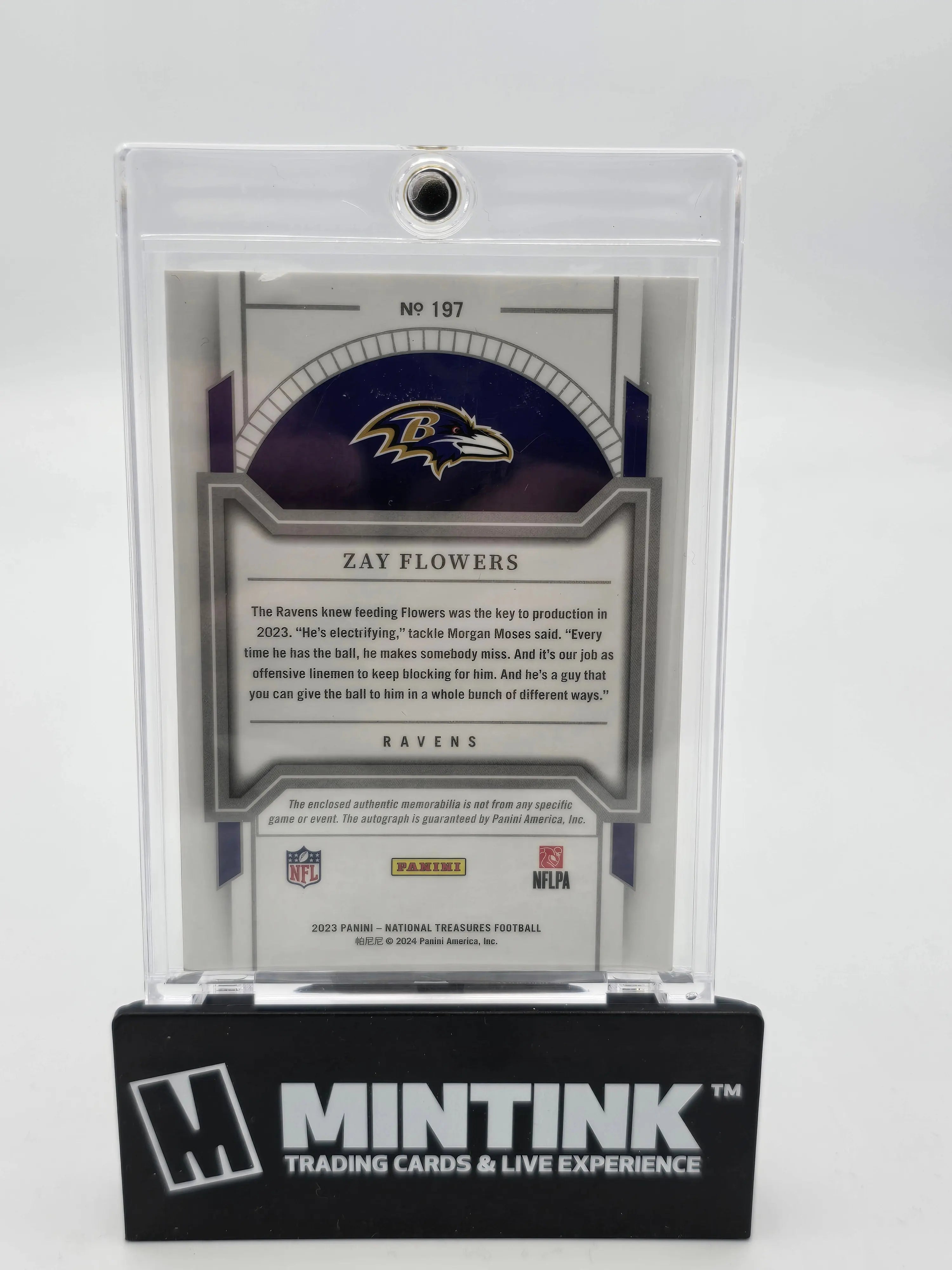 2023 Panini National Treasures Zay Flowers Rookie Patch Auto Purple /49 - Rare Football Collectible for Fans & Sports Memorabilia Enthusiasts - Perfect for Display, Investment & Gifting