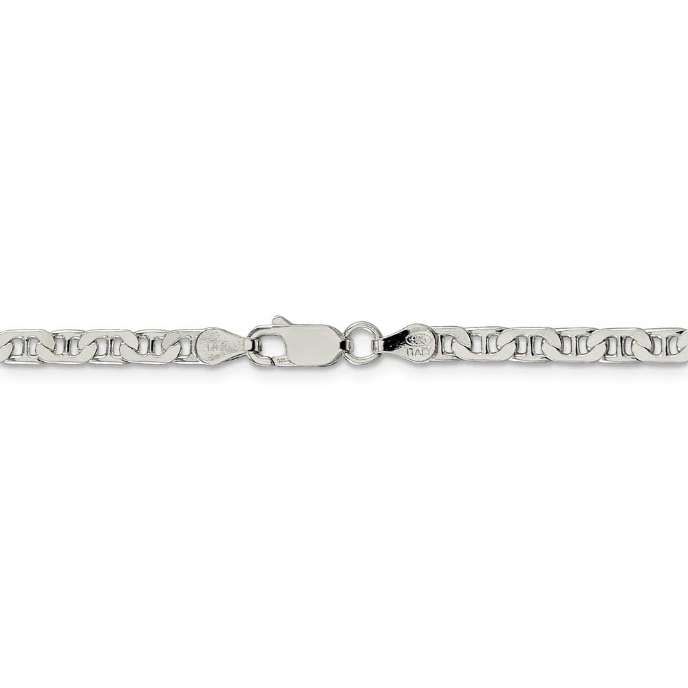 Sterling Silver Flat Anchor Chain Necklace - 3.75mm Black Bow for Daily Wear