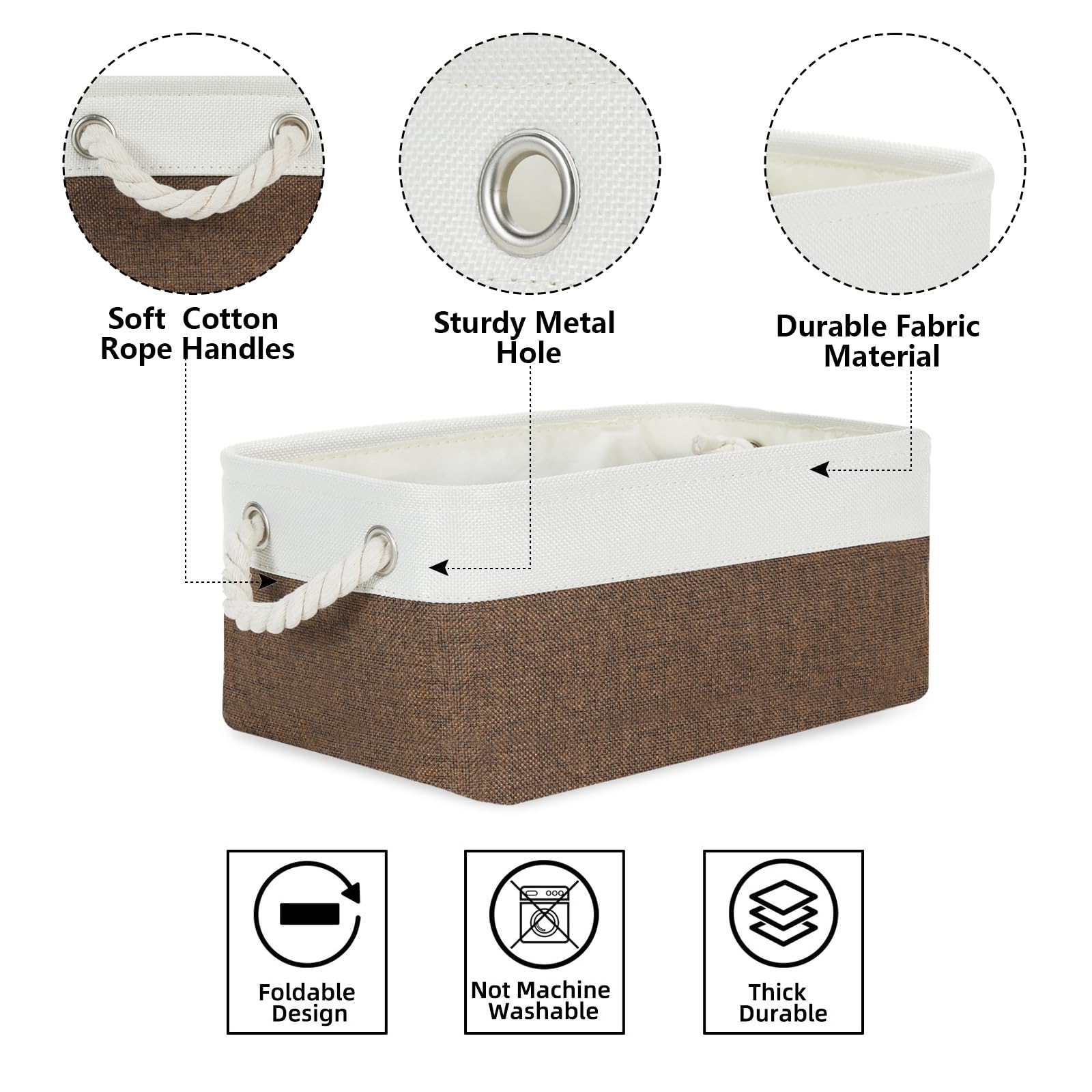 Bidtakay 6-Pack Collapsible Fabric Storage Baskets with Handles - 11.8