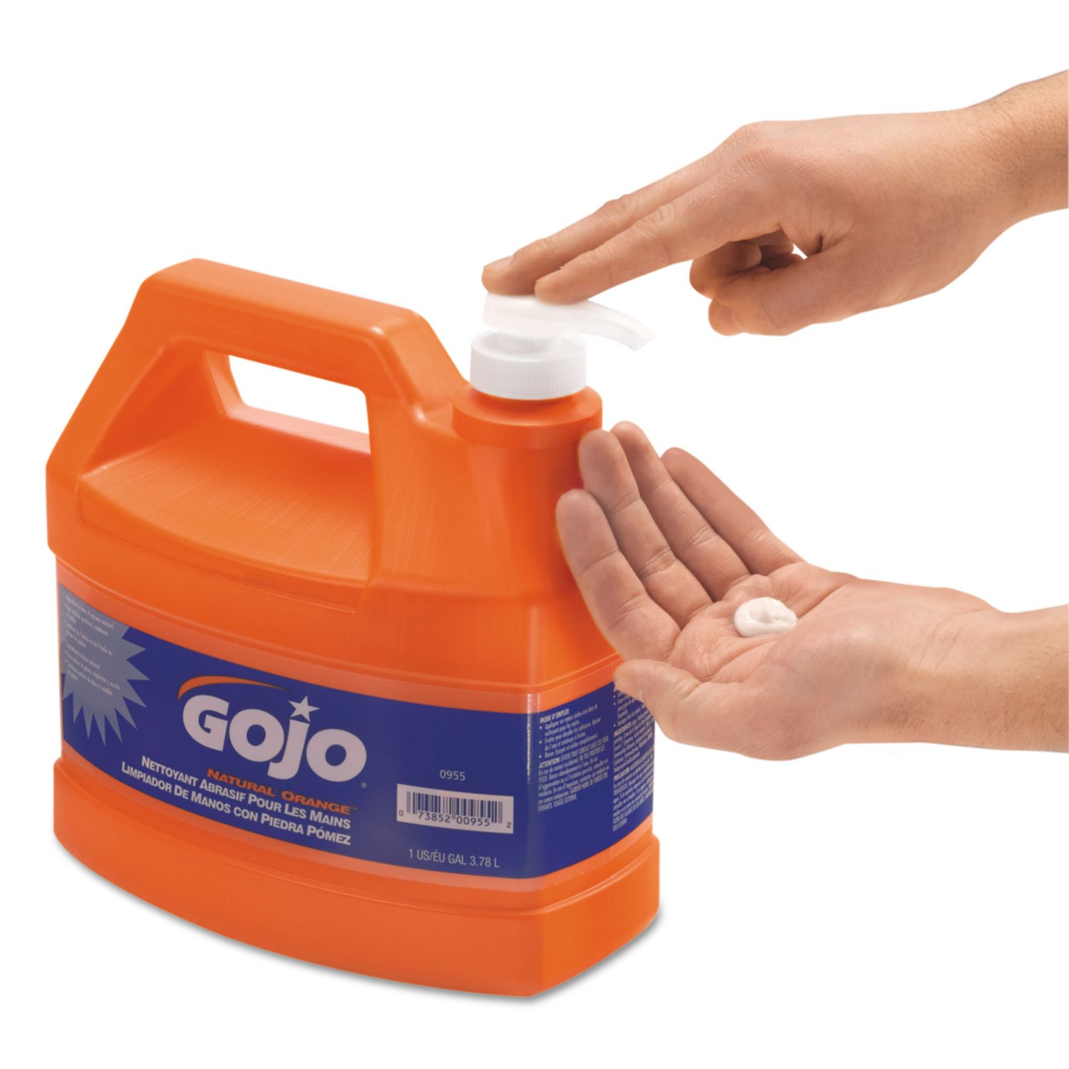 GOJO Heavy-Duty Orange Pumice Hand Cleaner with Baby Oil - 1 Gallon (4/Case) - Industrial Strength Citrus Scented Lotion for Removing Grease, Oil & Tough Dirt | Ideal for Mechanics, Construction Workers & Auto Shops