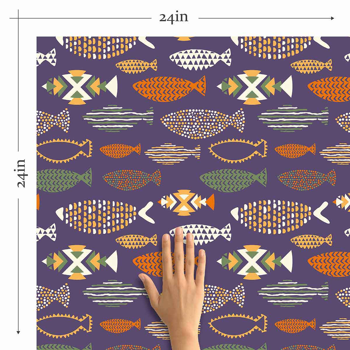 Purple Fish Peel and Stick Removable Wallpaper 6882 - Self-Adhesive Decorative Wall Covering for Bedroom, Living Room, Nursery & Home Decor