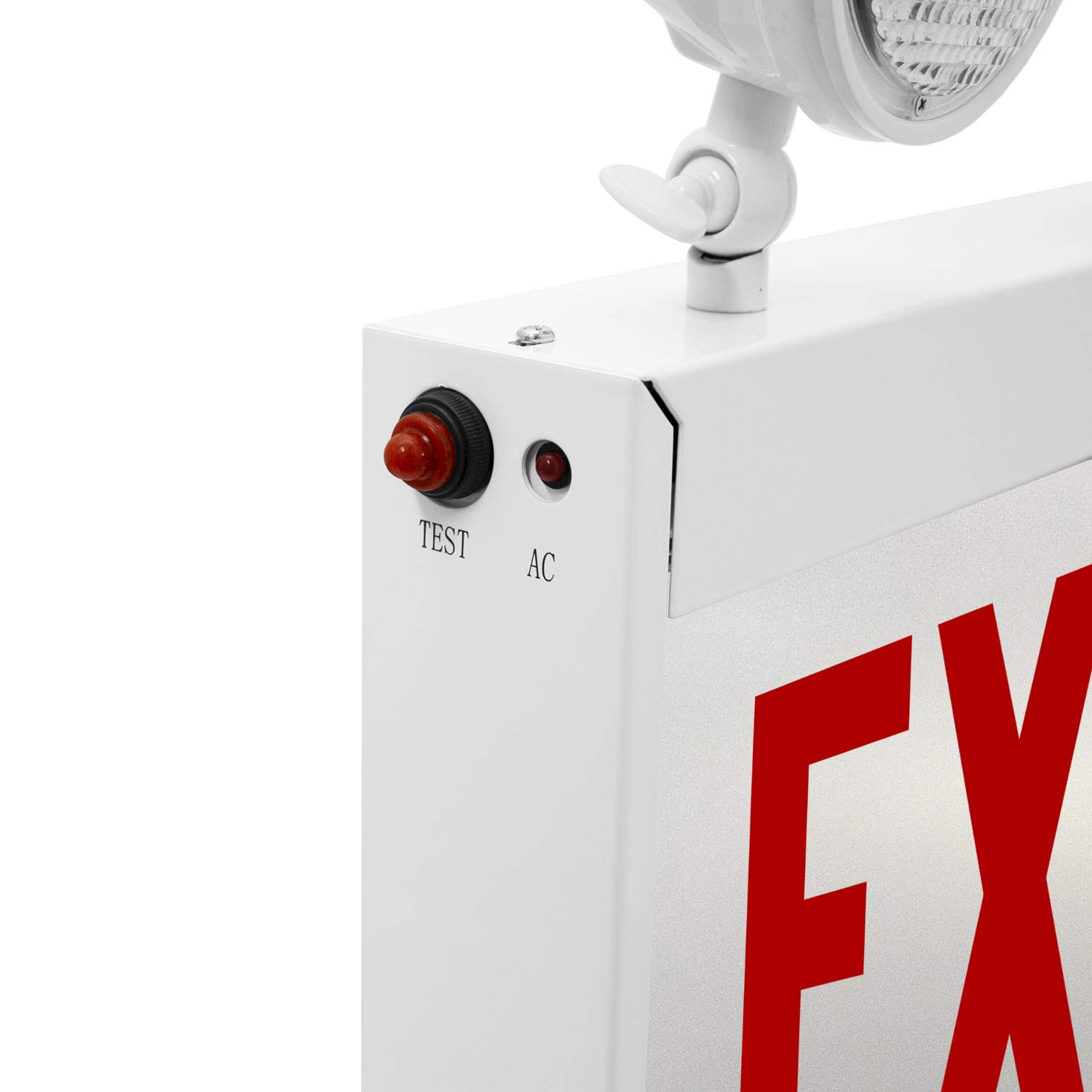 Chicago Approved Combo Red Exit Sign with Emergency Lights (No Arrow) - UL Listed Steel Housing LED Exit Sign with Battery Backup | Adjustable Round Heads for Commercial Buildings, Warehouses & Public Spaces