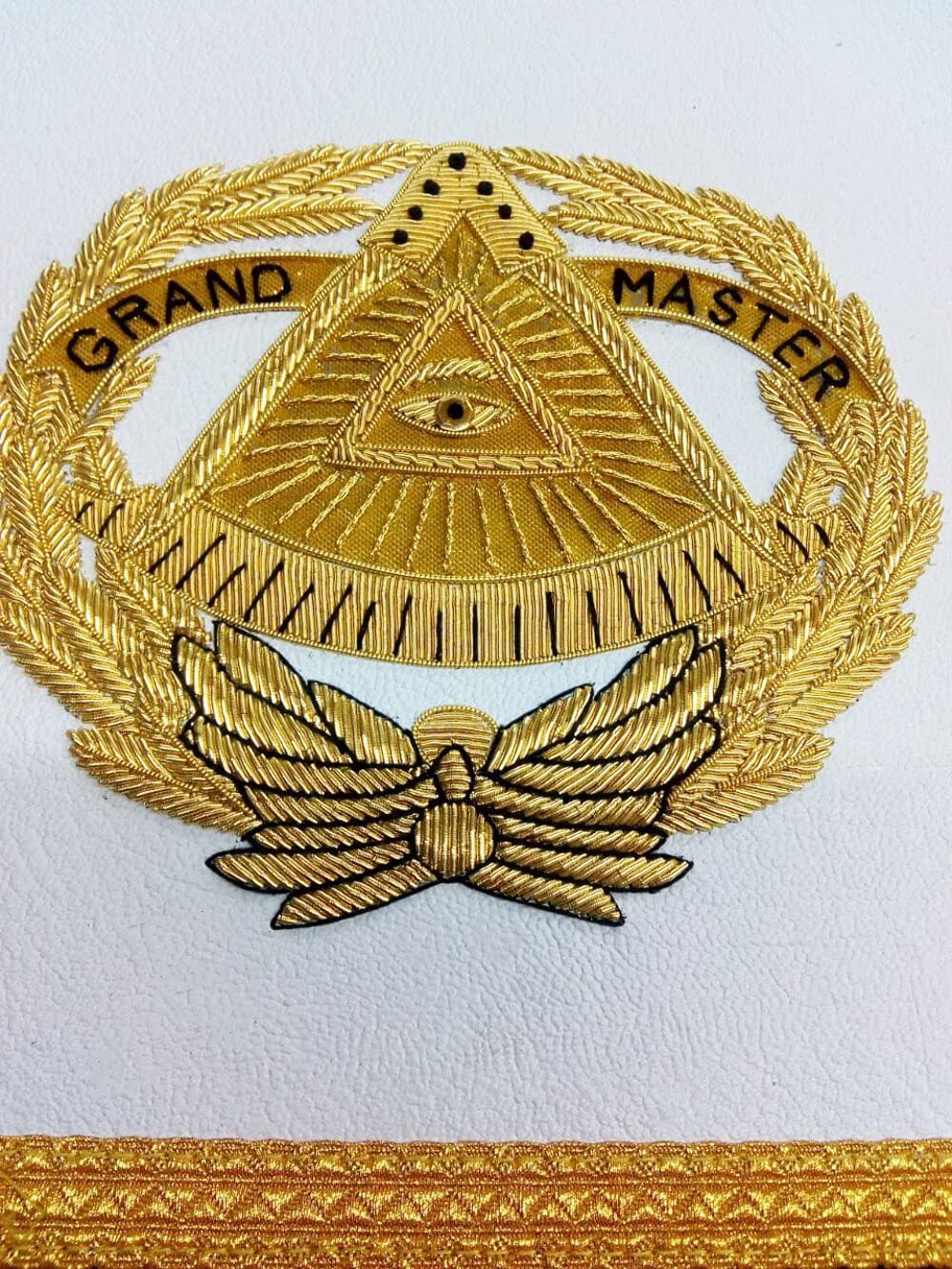 Grand Master Blue Lodge Apron - Purple & Gold Hand Embroidered Masonic Apron for Freemasonry Rituals & Ceremonies | Perfect for Lodge Meetings, Initiation Rites, and Masonic Events